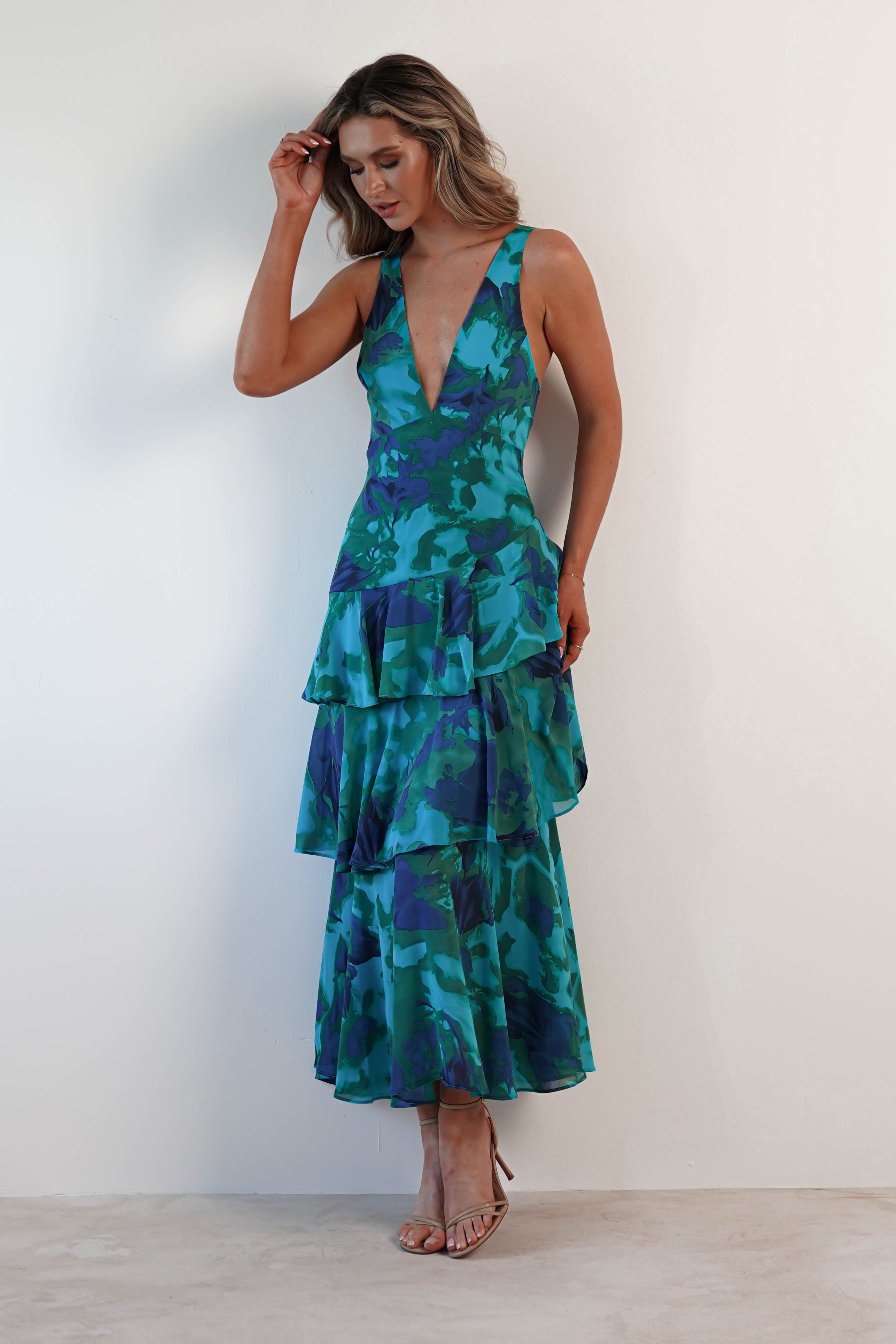 Alba Floral Print Maxi Dress | Green Print