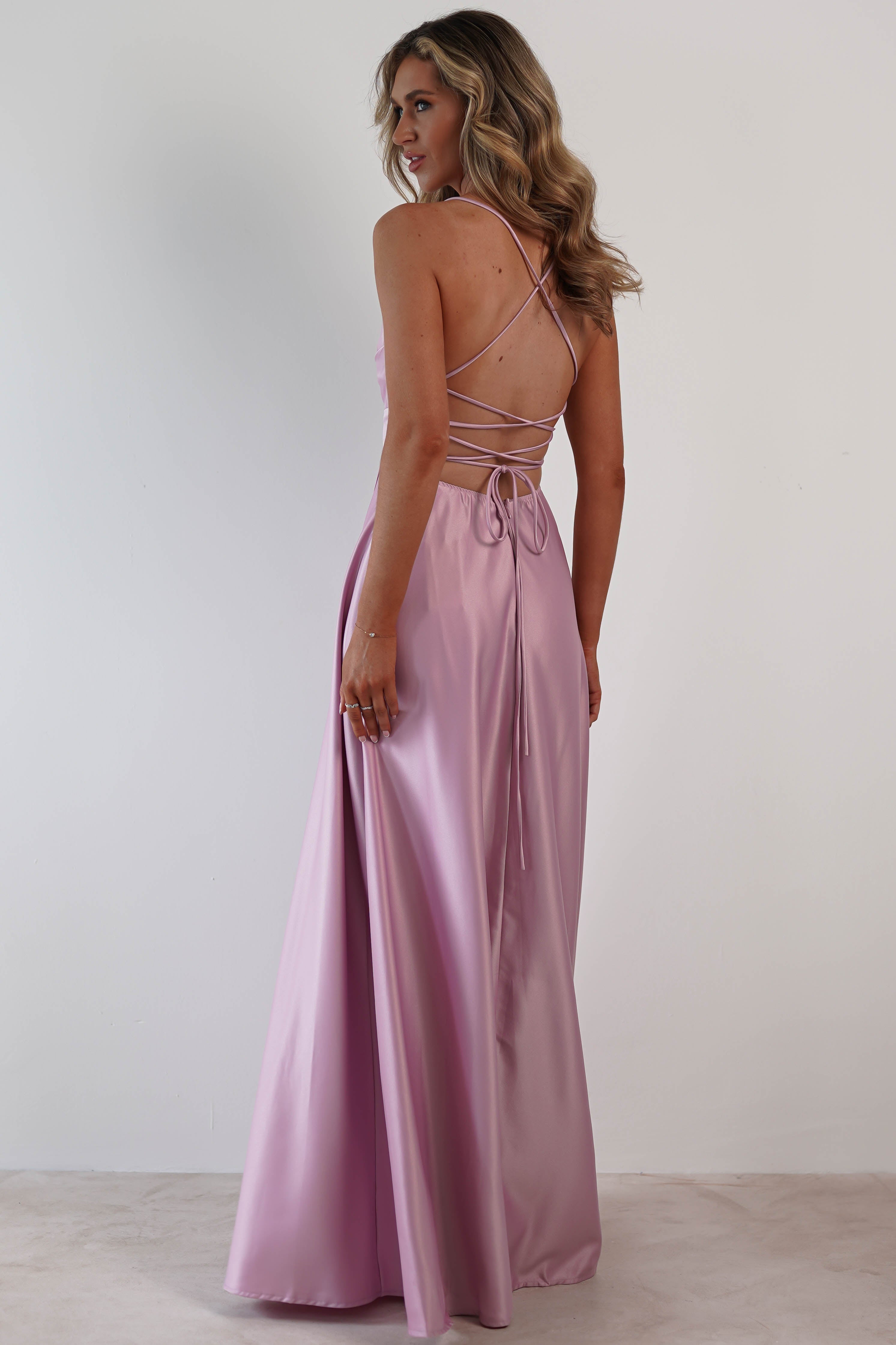 Shantal Satin Gown | Mauve