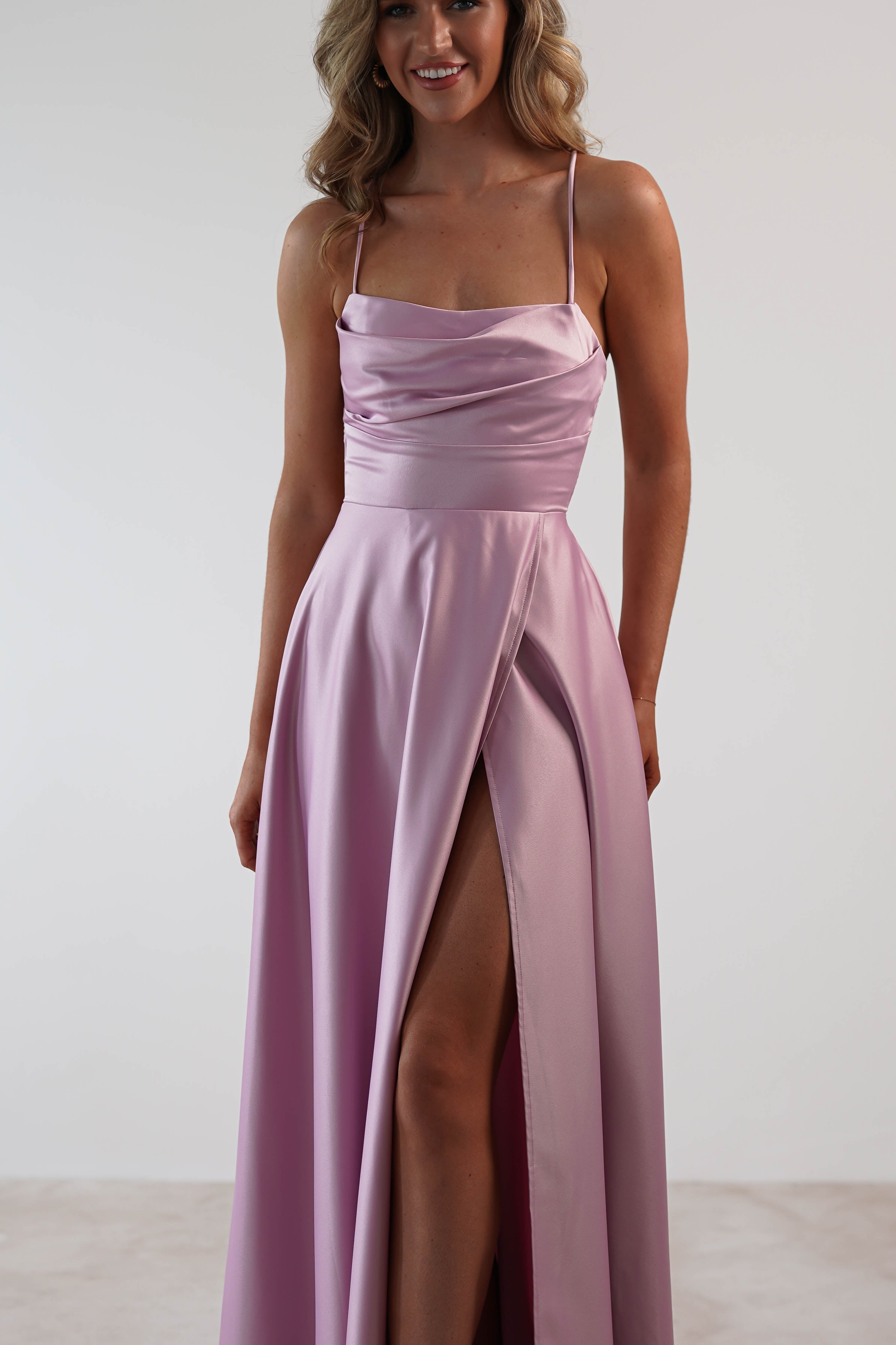 Shantal Satin Gown | Mauve