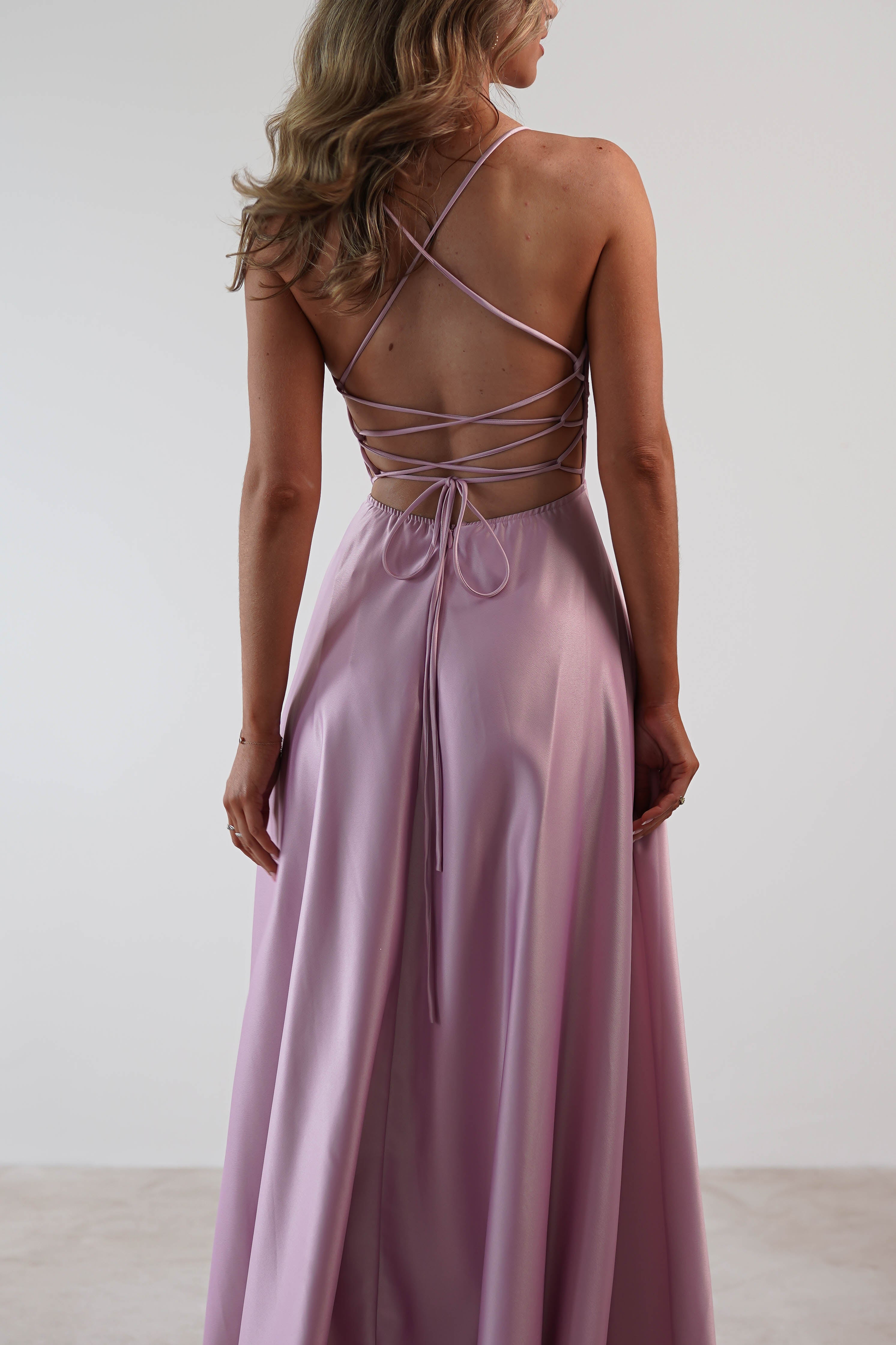 Shantal Satin Gown | Mauve