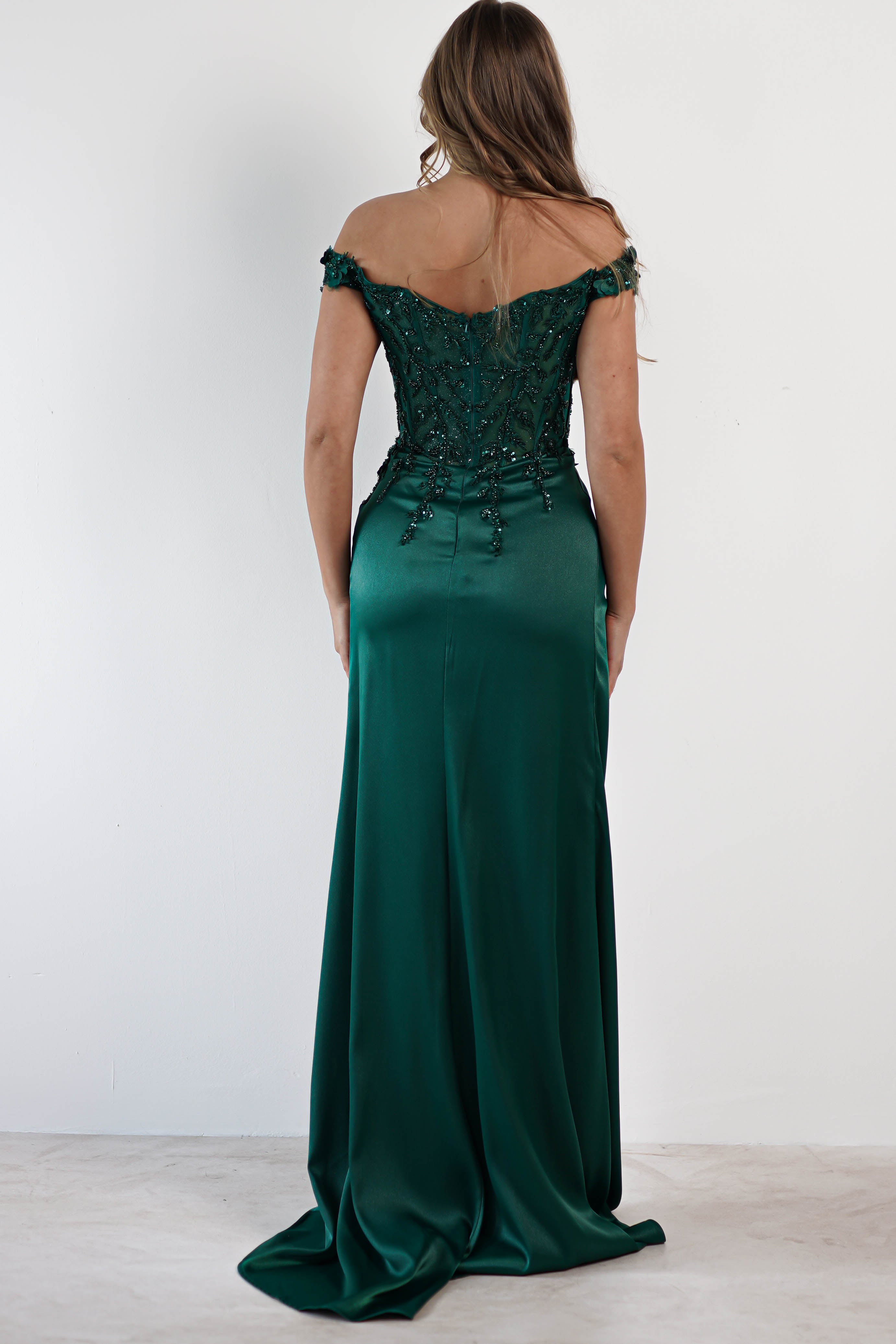 Khacy Embellished Gown | Emerald