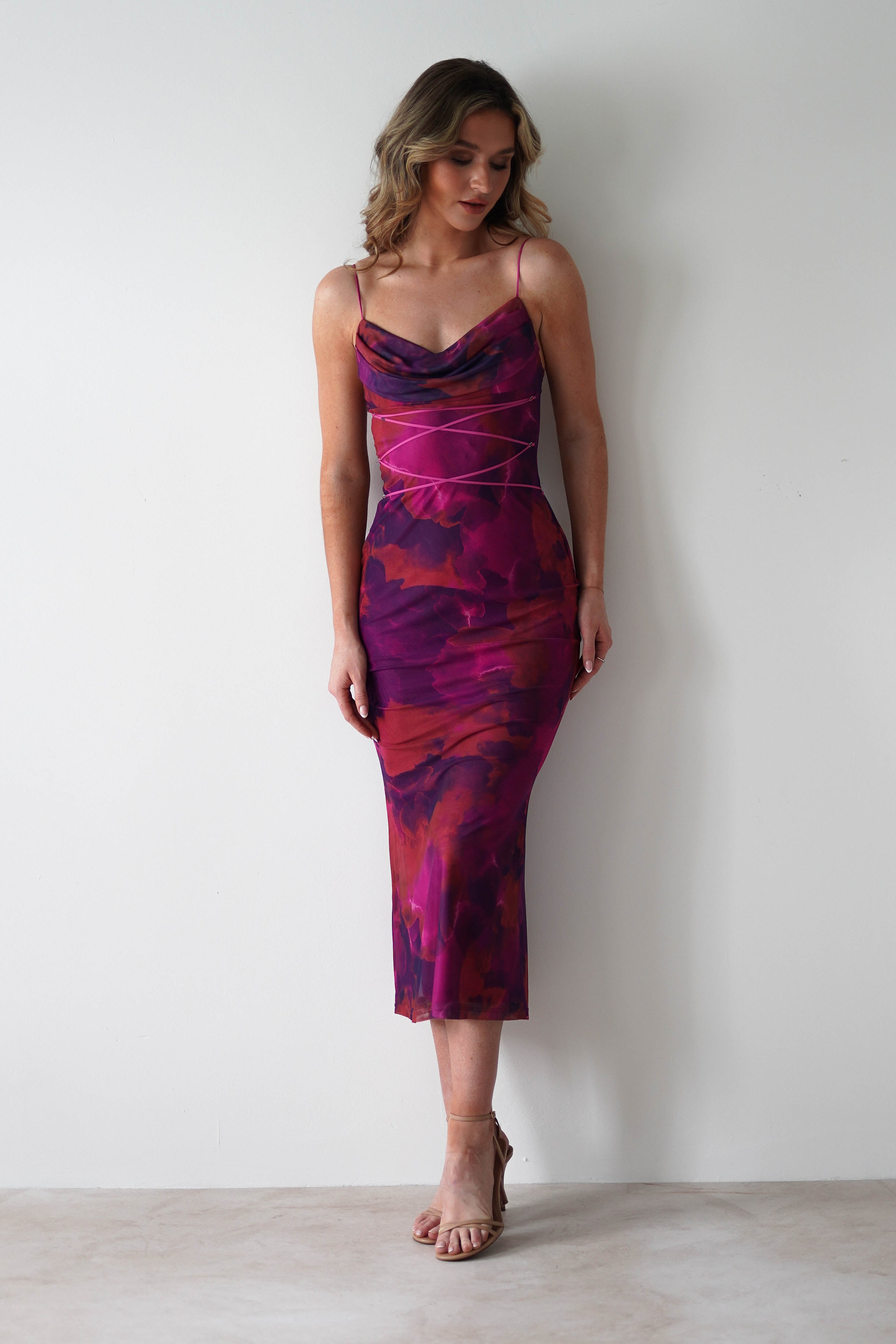 Raquel Bodycon Midaxi Dress | Purple Print