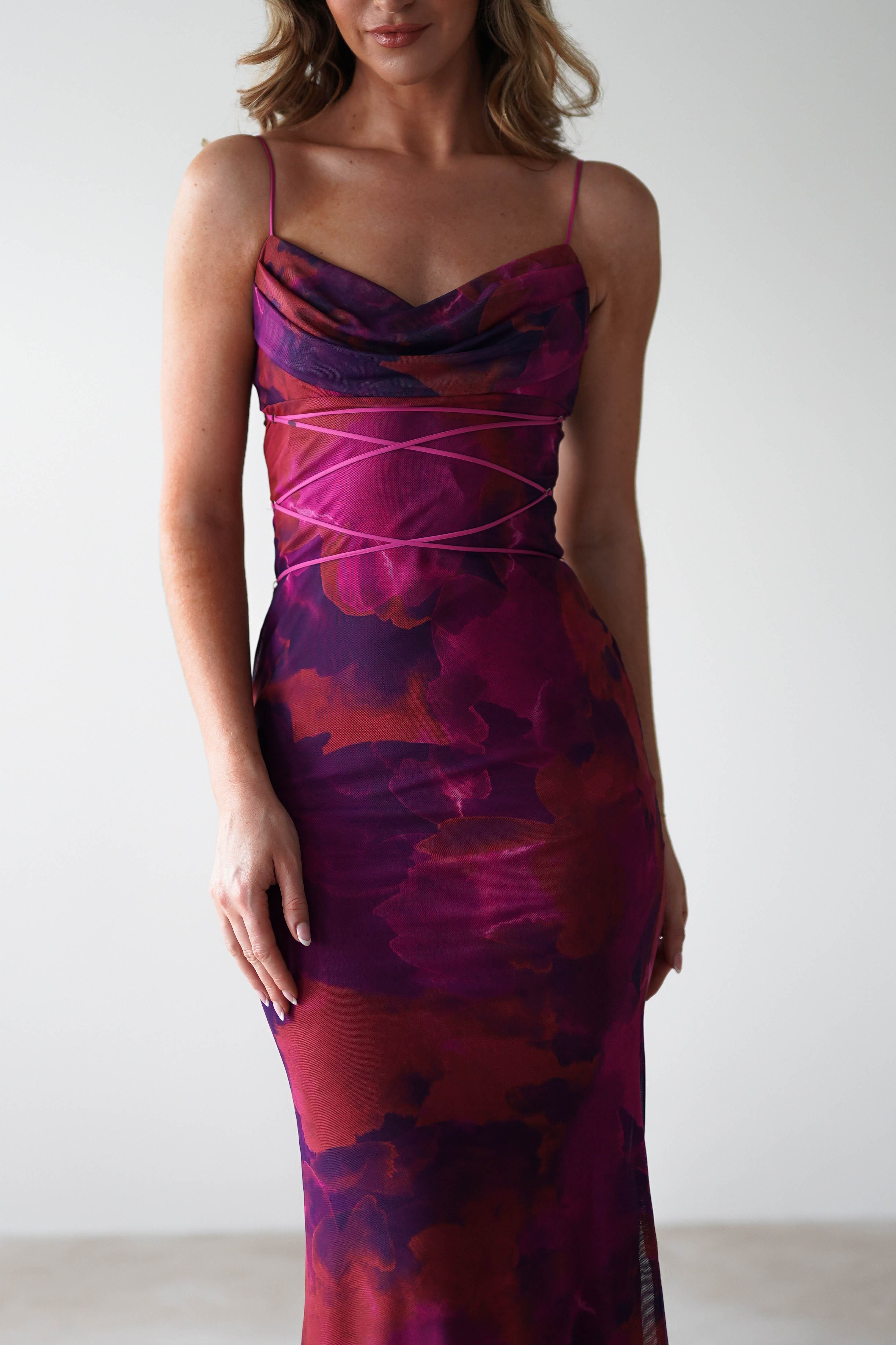 Raquel Bodycon Midaxi Dress | Purple Print