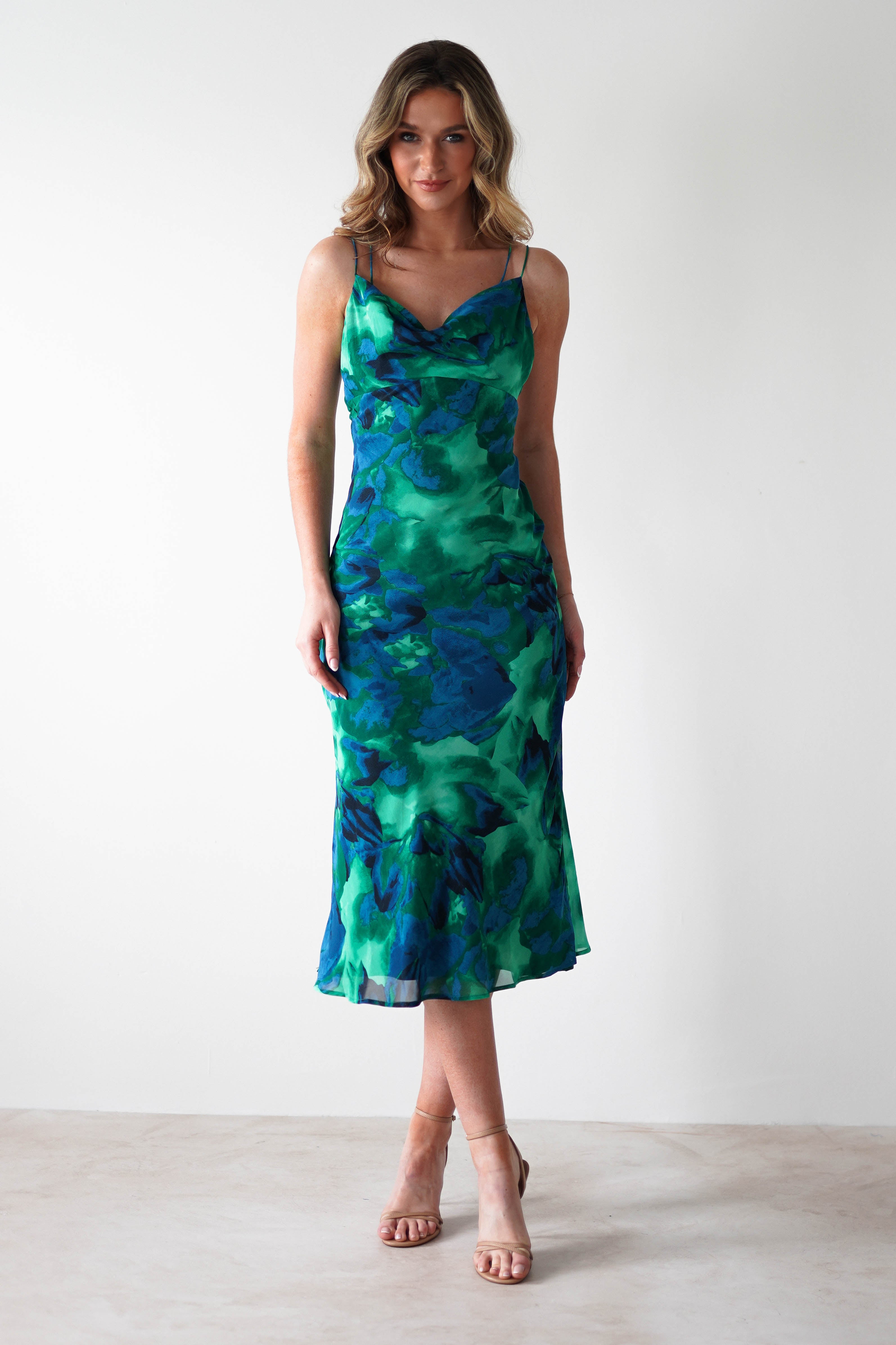 Bali Printed Midi Dress | Green Print