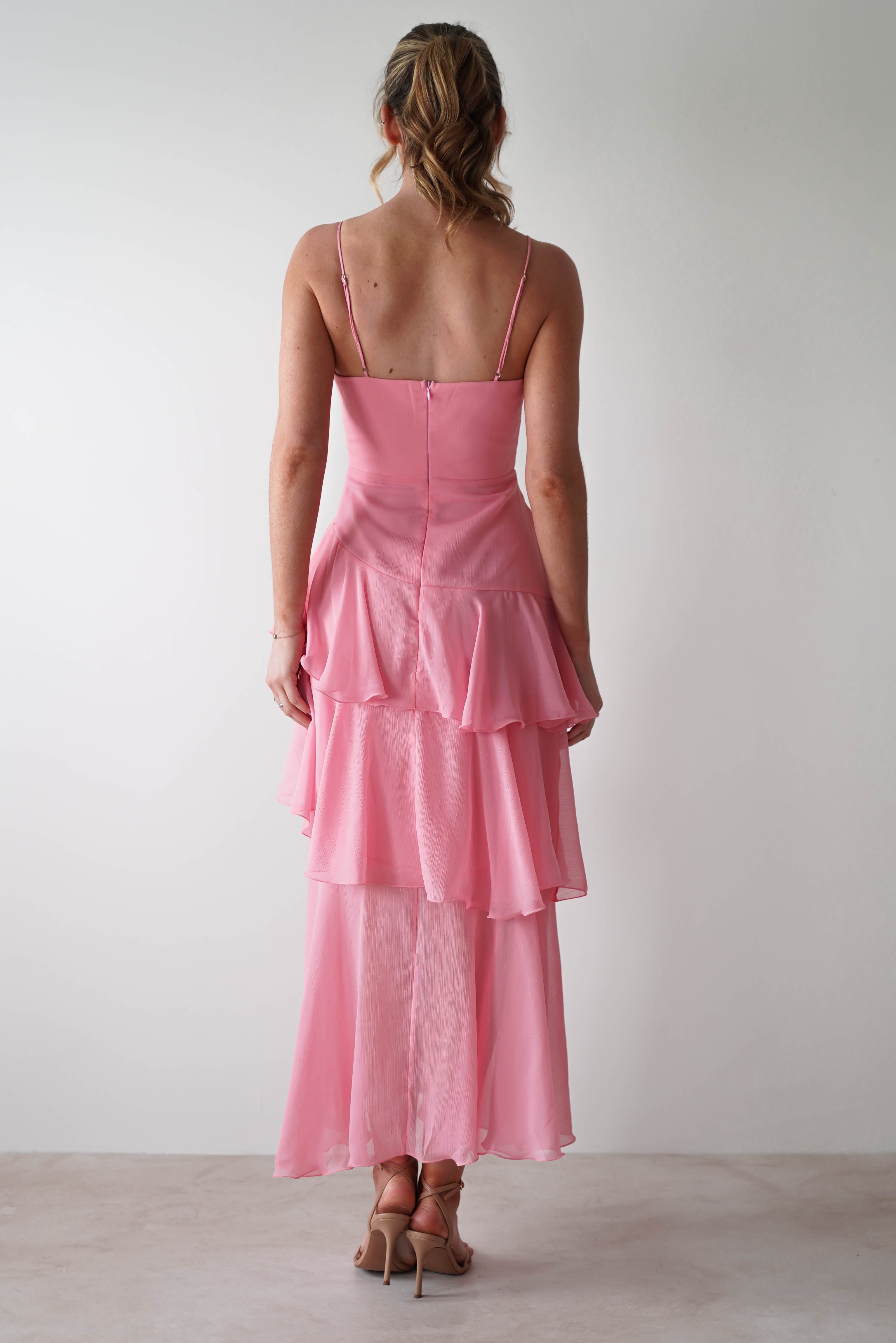 Pasha Ruffle Maxi Dress | Coral