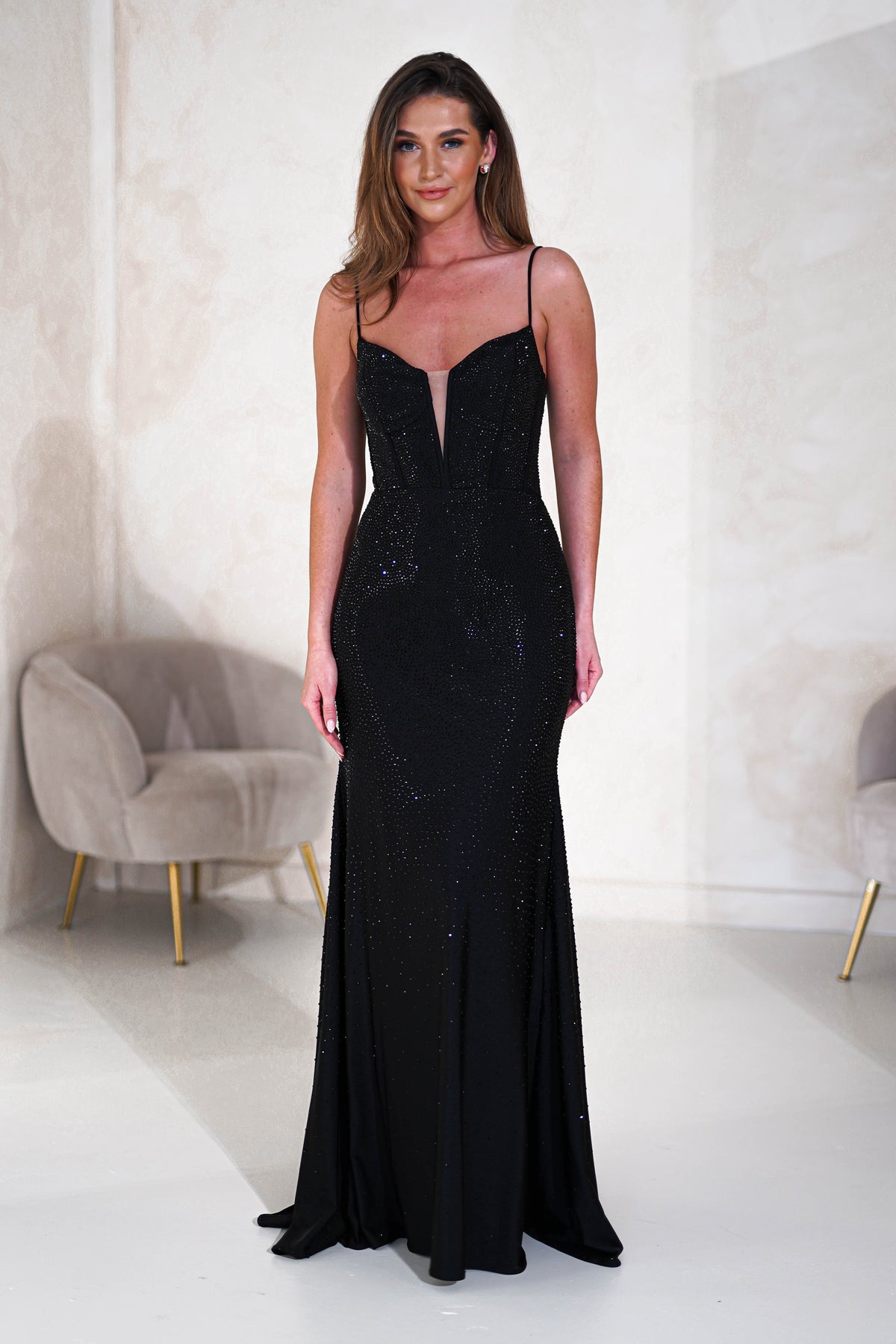 Sabrina Diamante Gown | Black-Oh Hello Clothing