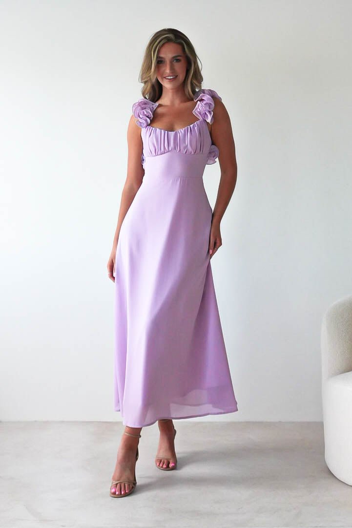 Sadie Ruffle Sleeve Maxi Dress | Lilac-Oh Hello Clothing