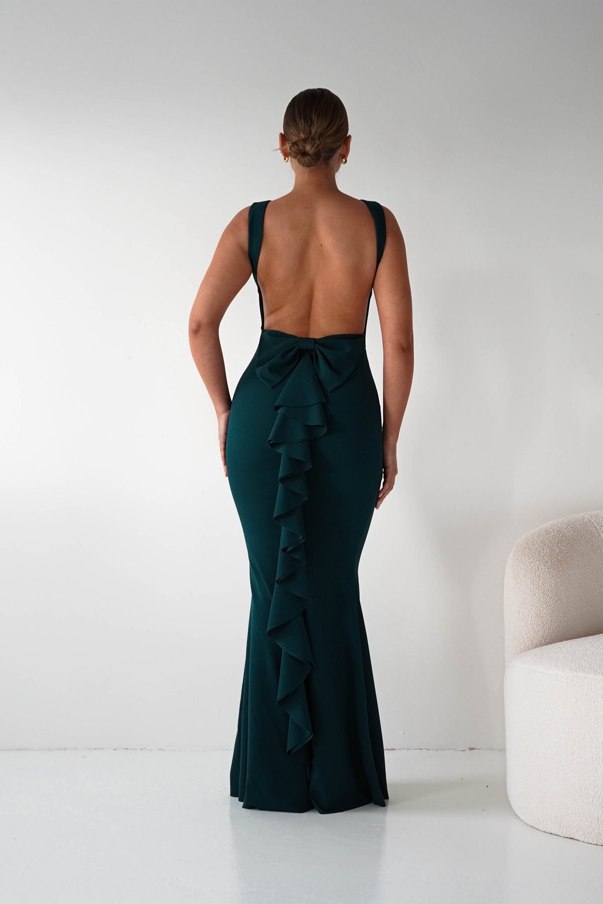 Samantha Bow Detail Maxi Dress | Dark Green-Oh Hello Clothing