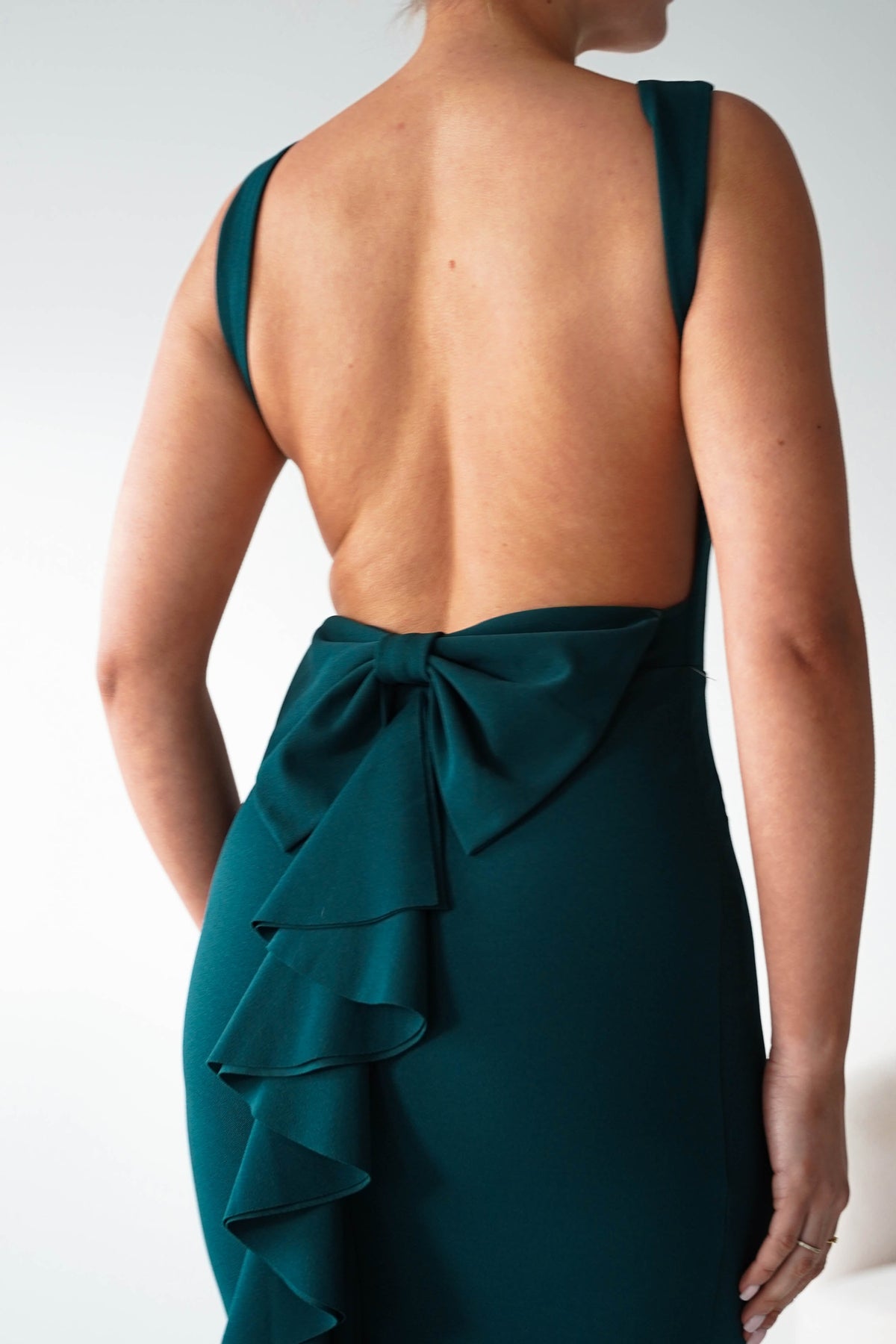 Samantha Bow Detail Maxi Dress | Dark Green-Oh Hello Clothing