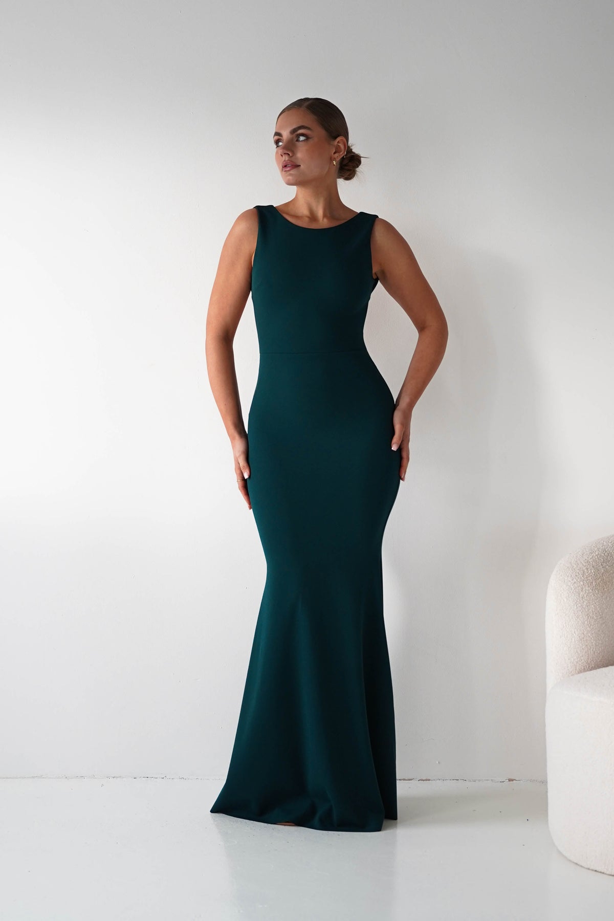 Samantha Bow Detail Maxi Dress | Dark Green-Oh Hello Clothing