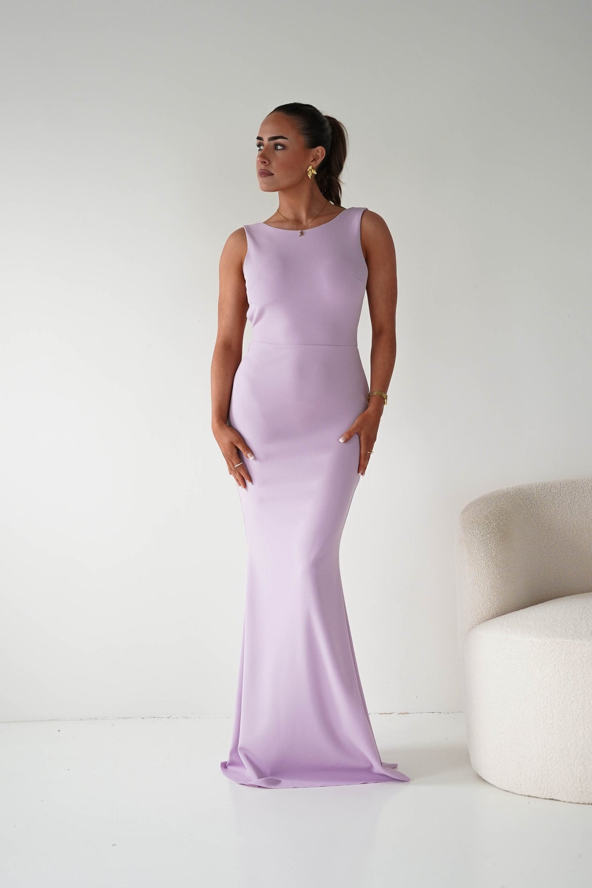 Samantha Bow Detail Maxi Dress | Lilac-Oh Hello Clothing