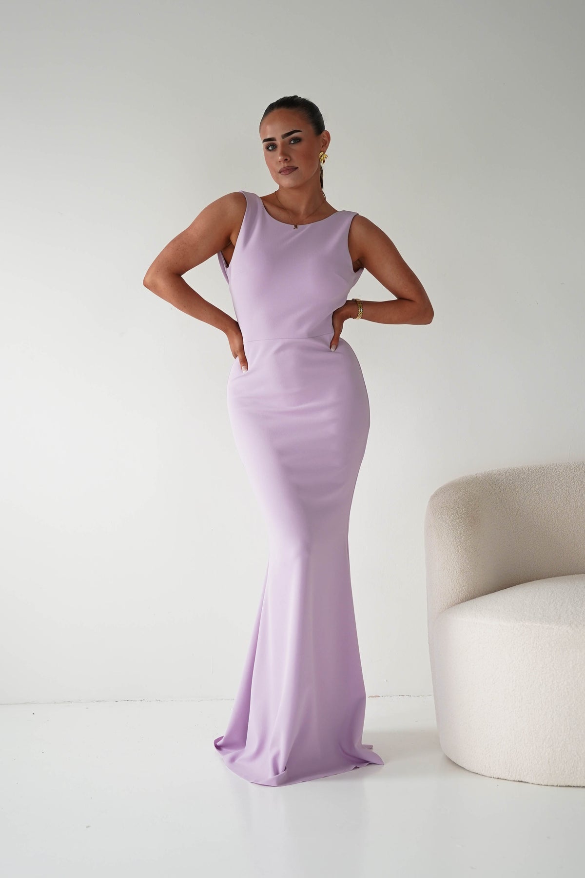 Samantha Bow Detail Maxi Dress | Lilac-Oh Hello Clothing