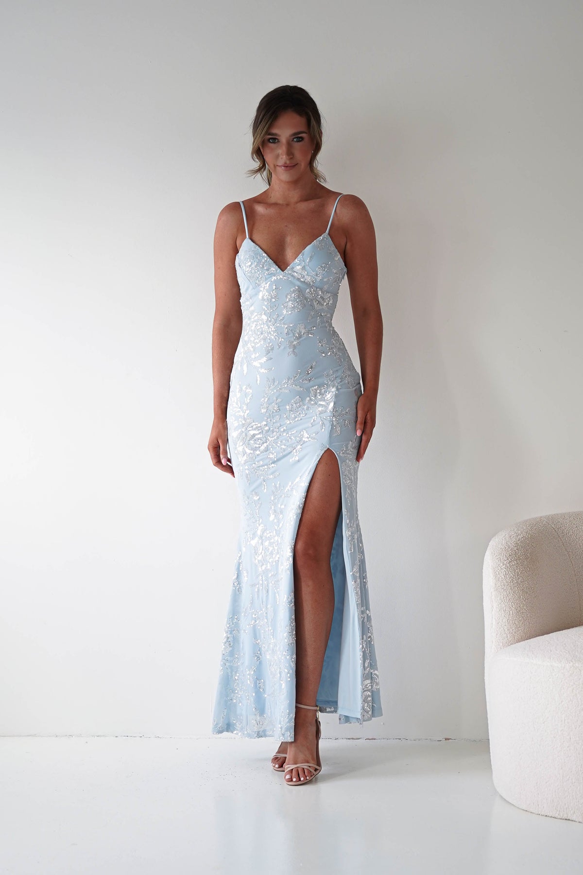 Santorini Butterfly Detail Embellished Gown | Blue-Oh Hello Clothing