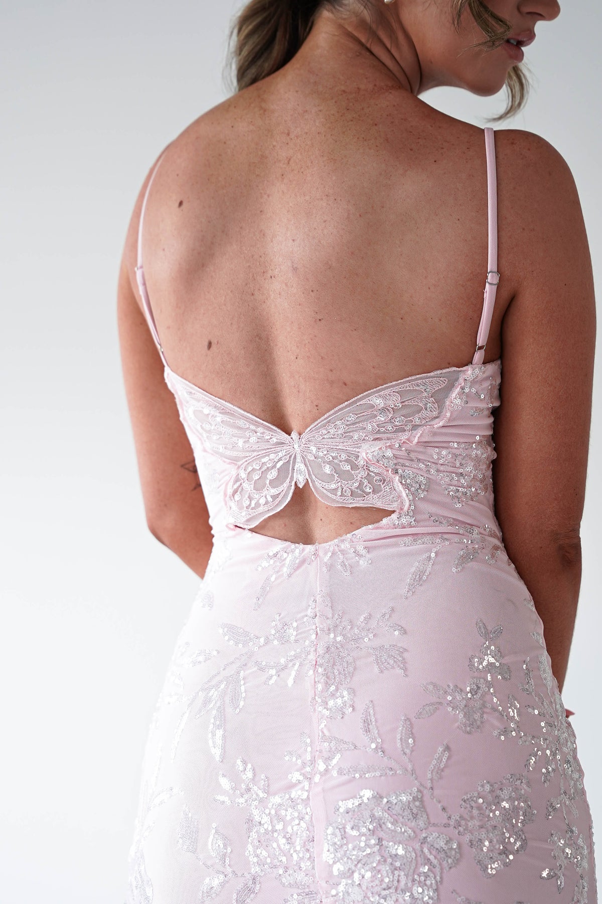 Santorini Butterfly Detail Embellished Gown | Pink-Oh Hello Clothing