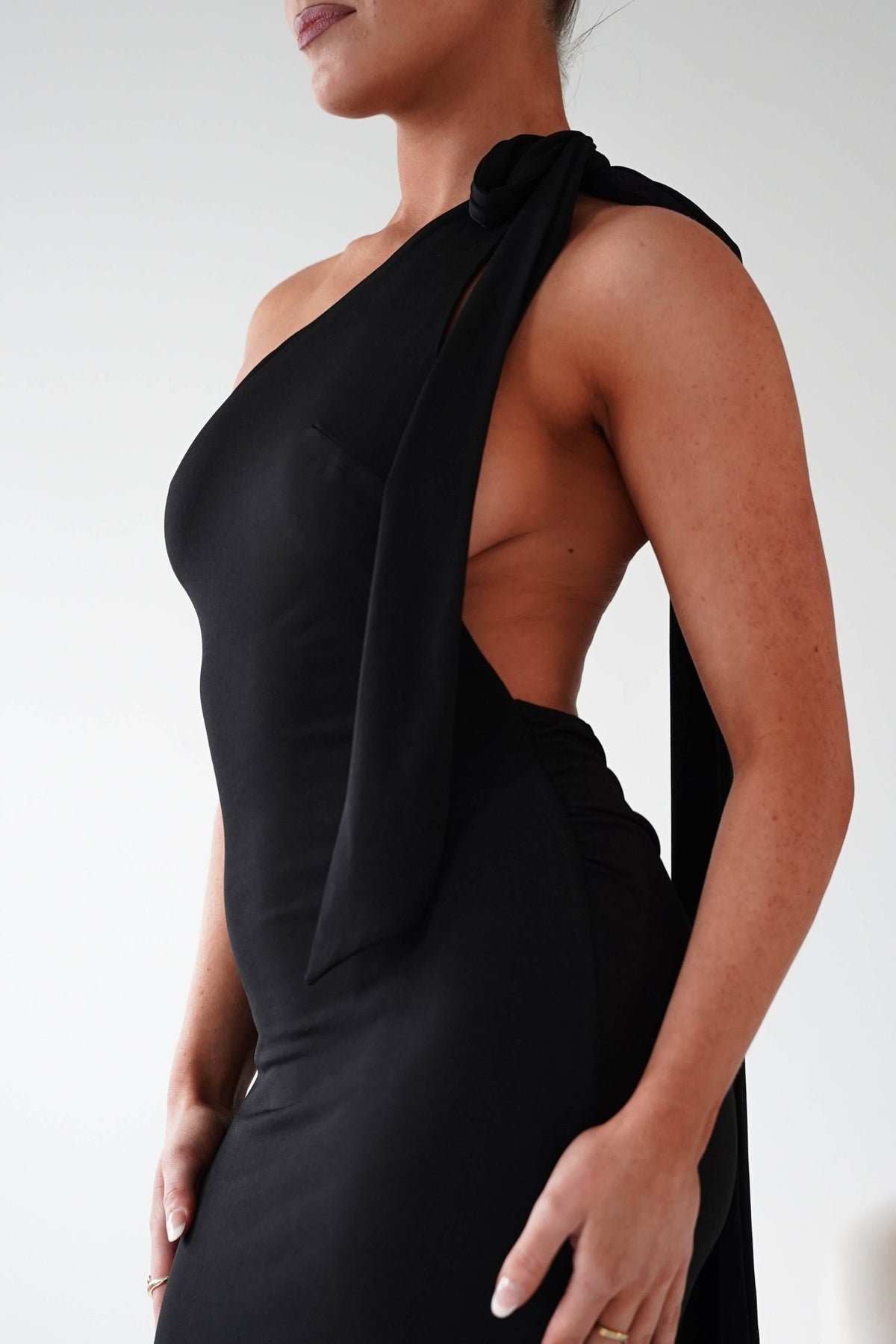 Seraphine Backless Tie Bodycon Maxi Gown | Black-Oh Hello Clothing