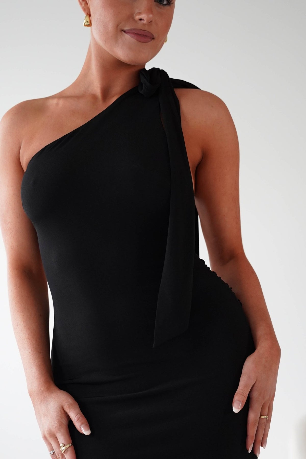 Seraphine Backless Tie Bodycon Maxi Gown | Black-Oh Hello Clothing