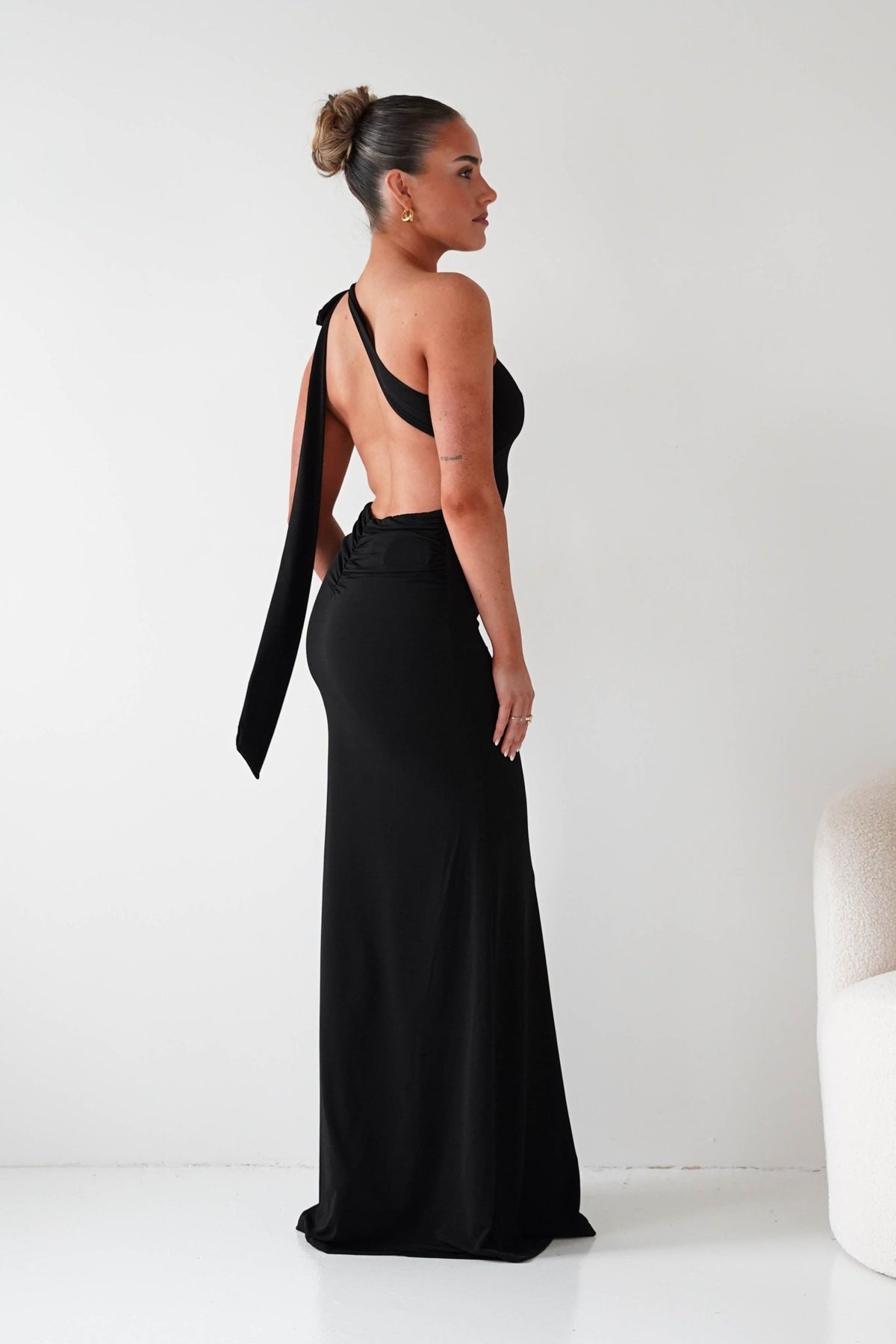 Seraphine Backless Tie Bodycon Maxi Gown | Black-Oh Hello Clothing