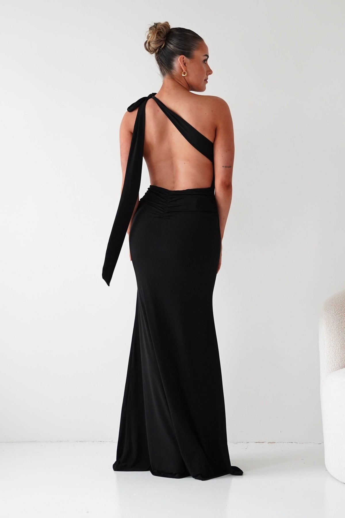 Seraphine Backless Tie Bodycon Maxi Gown | Black-Oh Hello Clothing