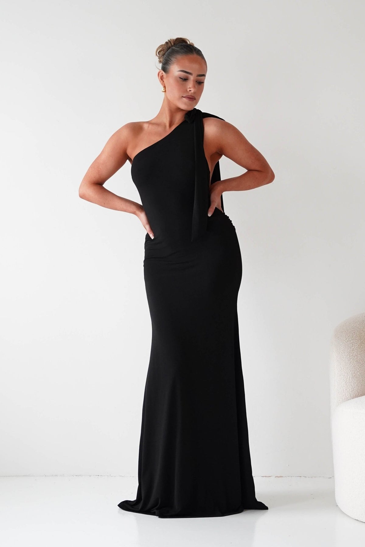 Seraphine Backless Tie Bodycon Maxi Gown | Black-Oh Hello Clothing