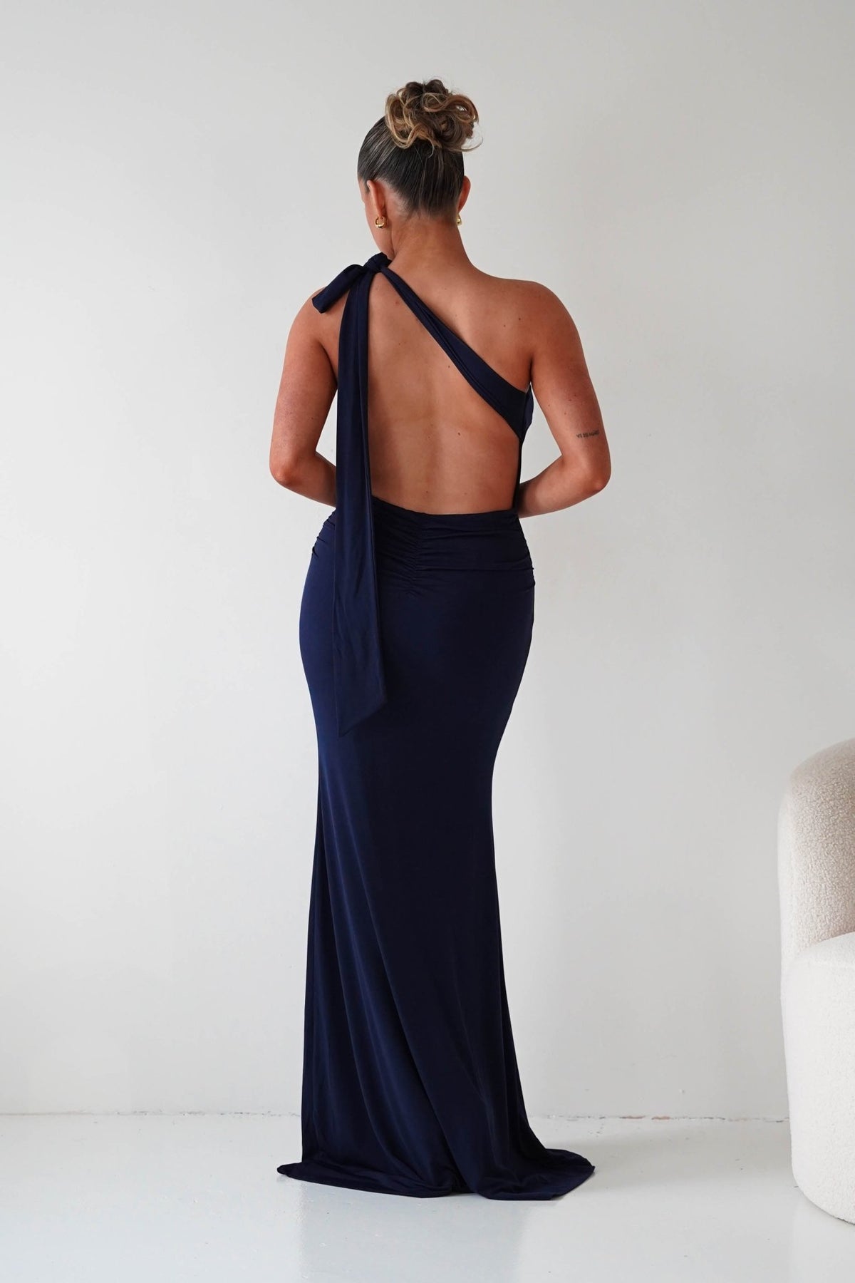 Seraphine Backless Tie Bodycon Maxi Gown | Navy-Oh Hello Clothing