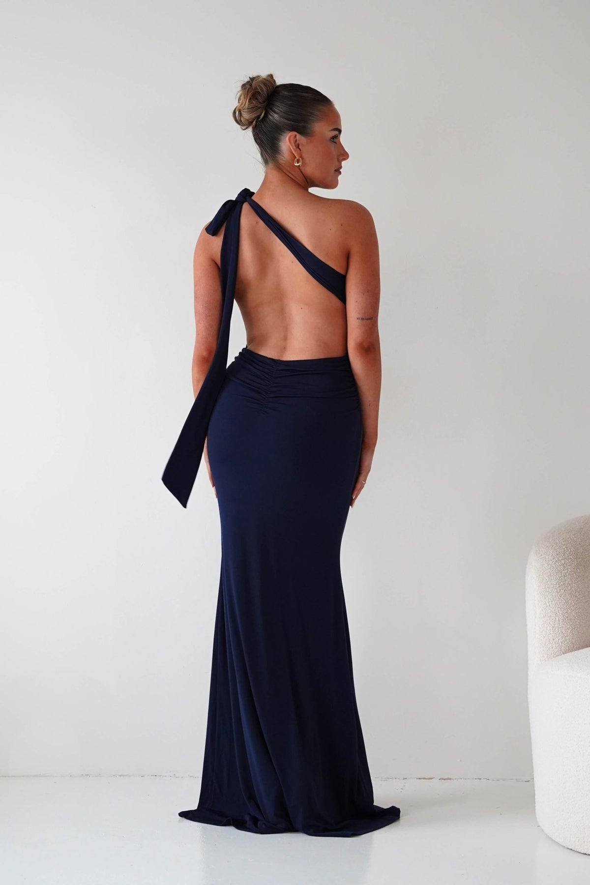 Seraphine Backless Tie Bodycon Maxi Gown | Navy-Oh Hello Clothing