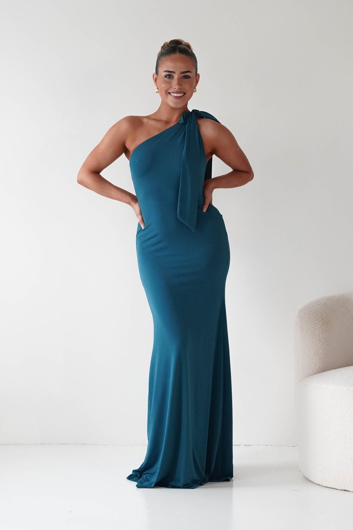 Seraphine Backless Tie Bodycon Maxi Gown | Teal-Oh Hello Clothing