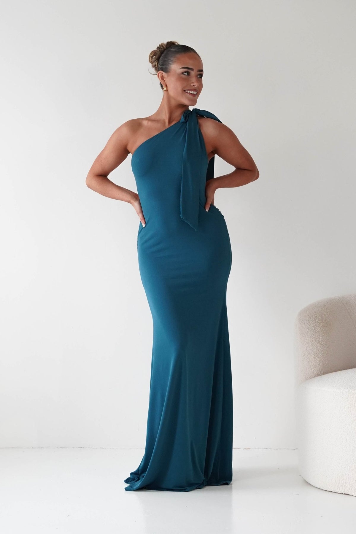 Seraphine Backless Tie Bodycon Maxi Gown | Teal-Oh Hello Clothing