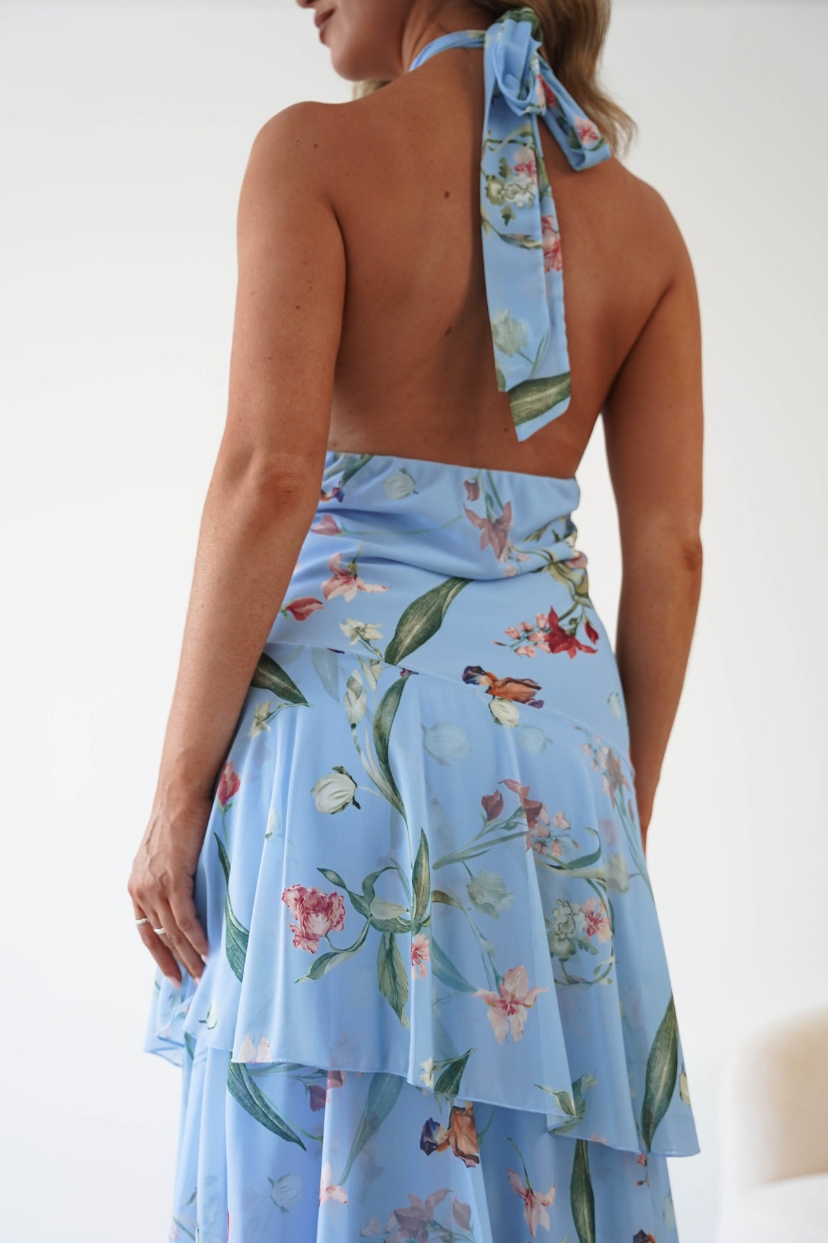 Seren Floral Print Halterneck Maxi Dress | Blue-Oh Hello Clothing
