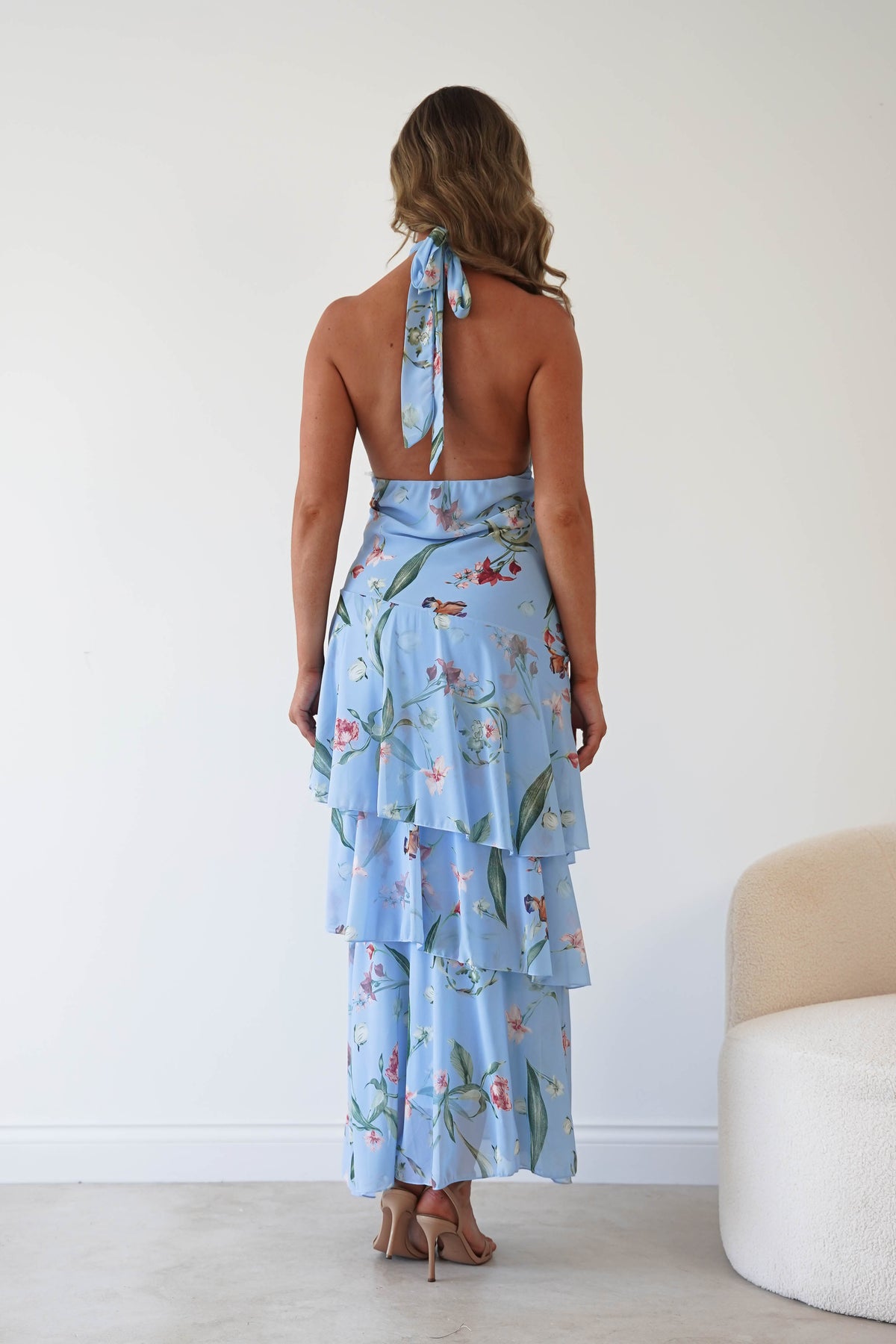 Seren Floral Print Halterneck Maxi Dress | Blue-Oh Hello Clothing