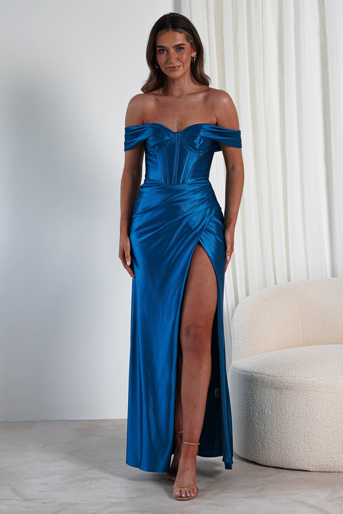 Serena Off The Shoulder Gown | Peacock-Oh Hello Clothing
