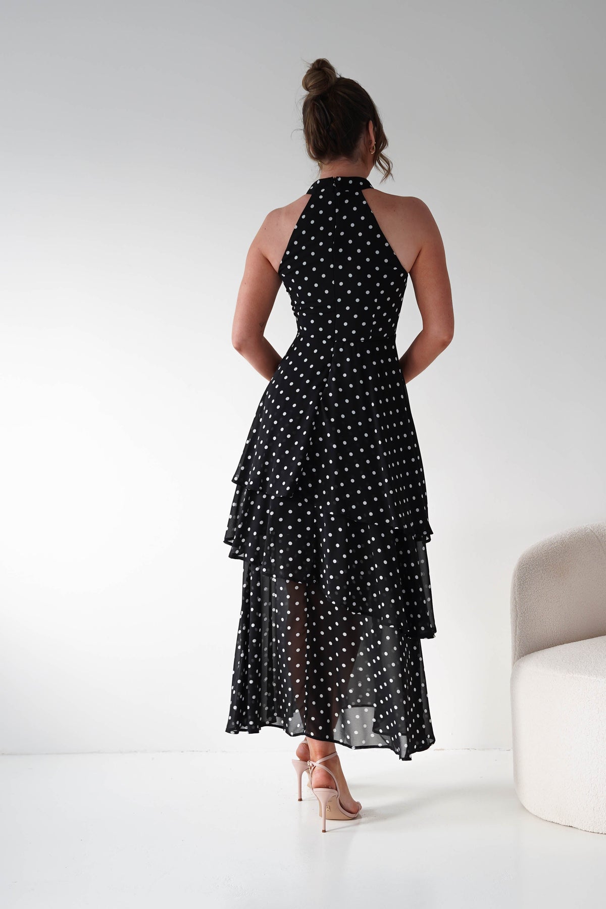 Seville Polka Dot Tiered Maxi Dress | Black-Oh Hello Clothing