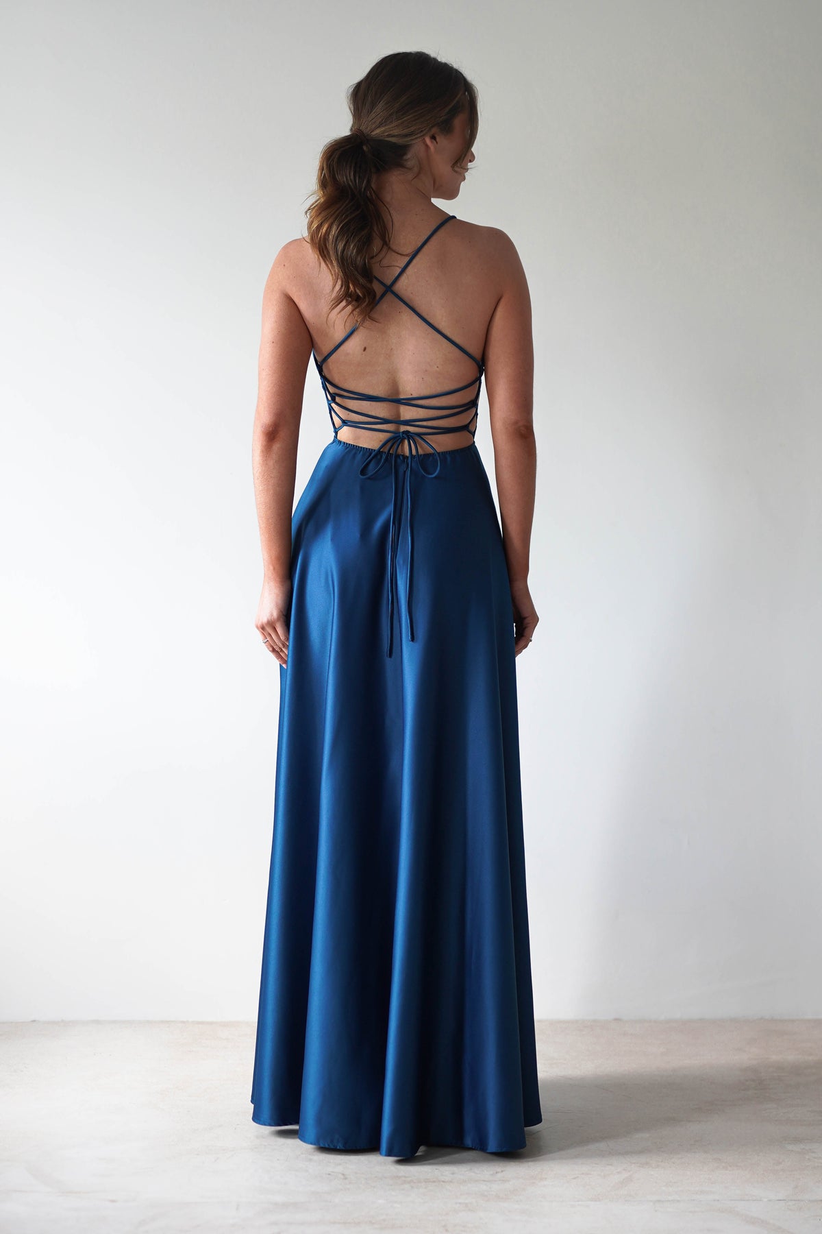 Shantal Satin Gown | Ocean Teal Blue-Oh Hello Clothing