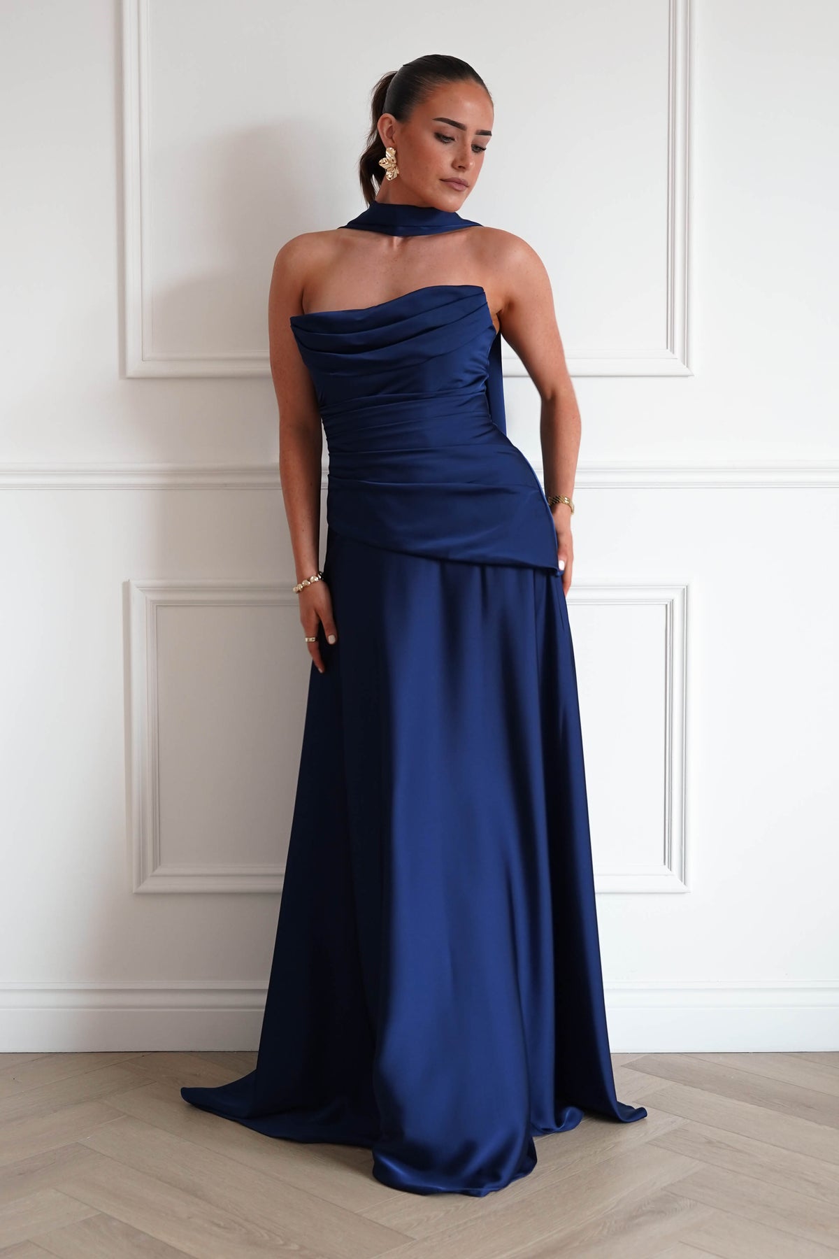 Sheree Dropped Waist Corset Maxi Dress | Navy-Oh Hello Clothing