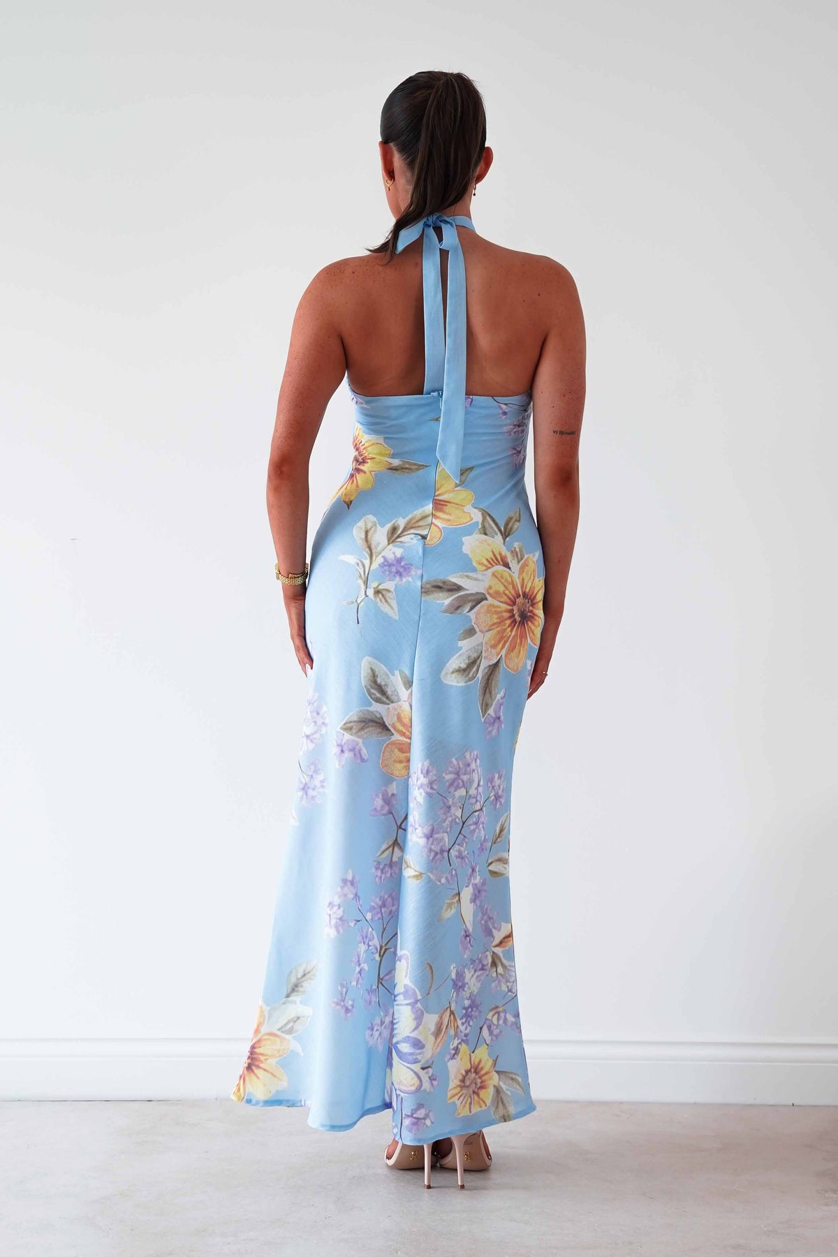 Siara Floral Halterneck Midi Dress | Blue-Oh Hello Clothing
