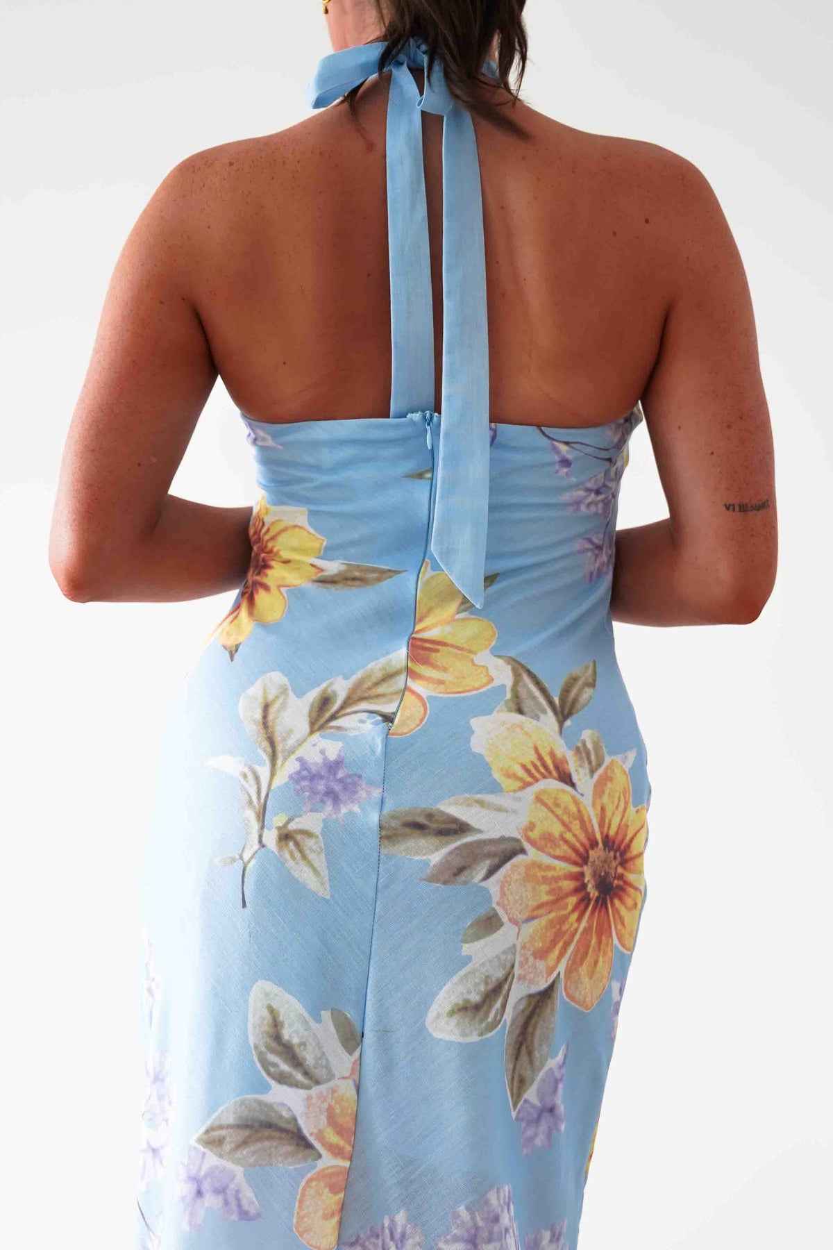 Siara Floral Halterneck Midi Dress | Blue-Oh Hello Clothing