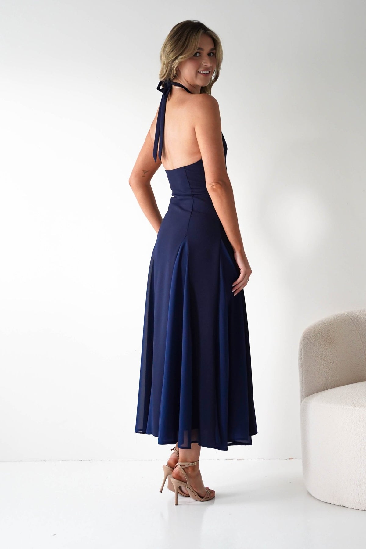 Silvana Halterneck Panel Maxi Dress | Navy-Oh Hello Clothing