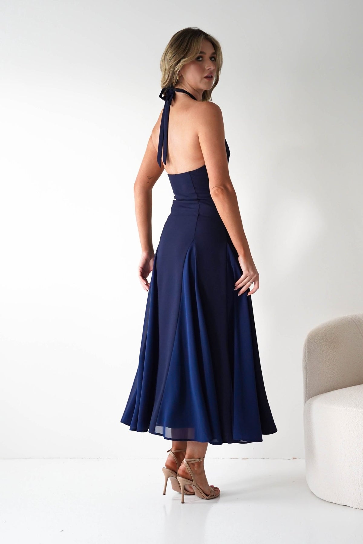 Silvana Halterneck Panel Maxi Dress | Navy-Oh Hello Clothing
