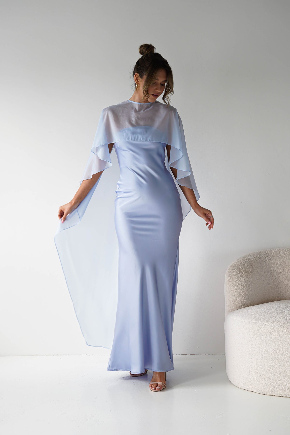 Soho Strapless Satin Maxi Dress | Dusty Blue-Oh Hello Clothing