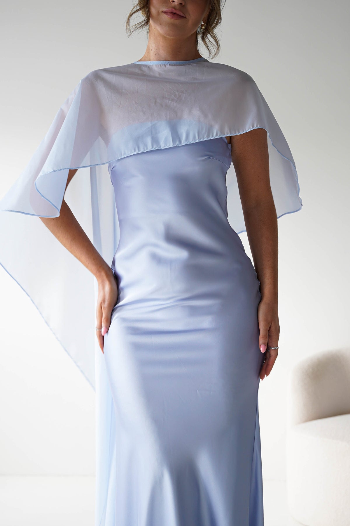Soho Strapless Satin Maxi Dress | Dusty Blue-Oh Hello Clothing