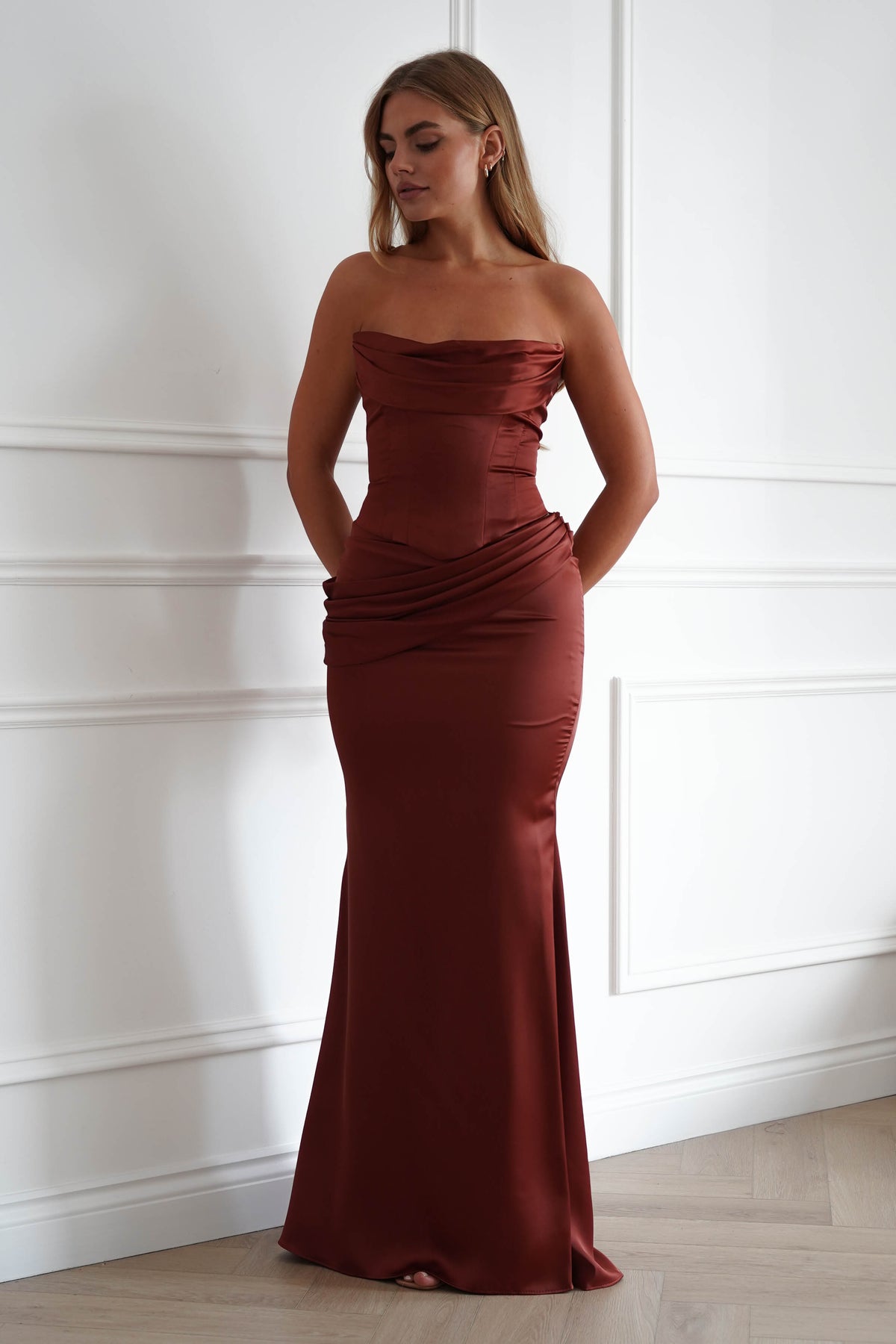 Solace Draped Corset & Skirt 2 Piece | Rust-Oh Hello Clothing
