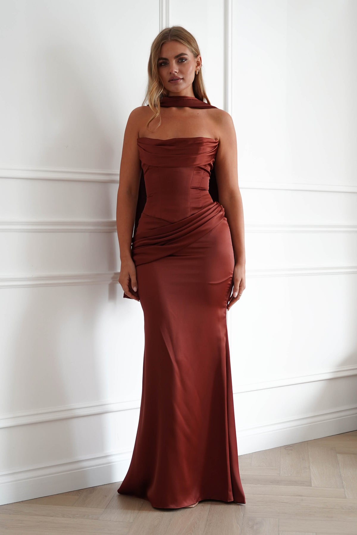 Solace Draped Corset & Skirt 2 Piece | Rust-Oh Hello Clothing