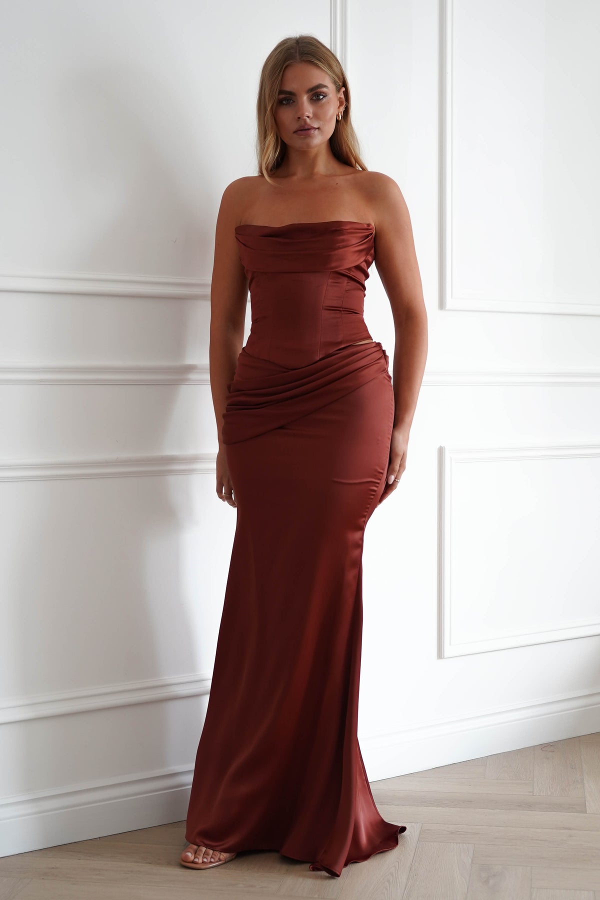 Solace Draped Corset & Skirt 2 Piece | Rust-Oh Hello Clothing