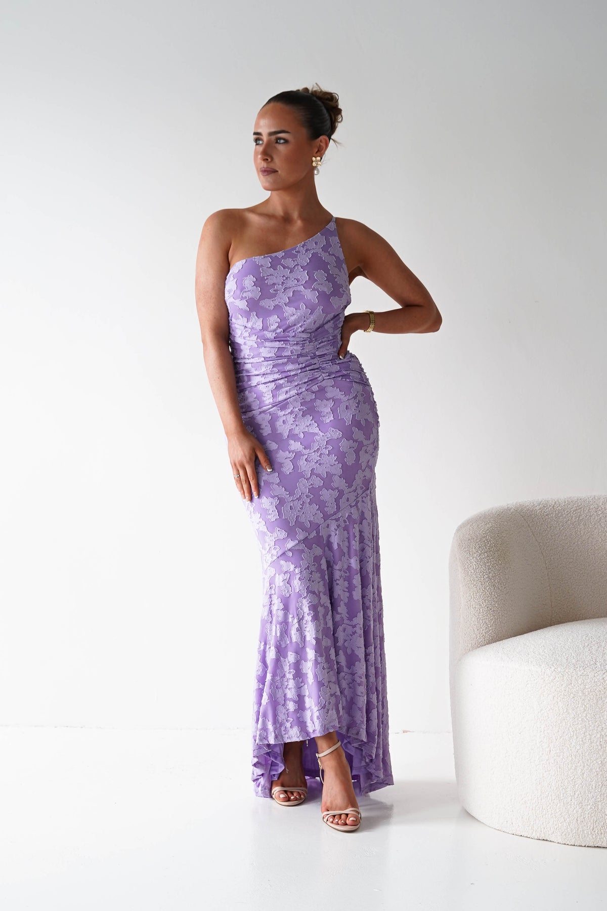Spritz Textured Floral Maxi Dress | Lilac-Oh Hello Clothing