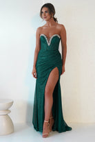Stephanie Strapless Glitter Gown | Emerald Green | Debs & Prom | Formal Gown | Oh Hello Clothing