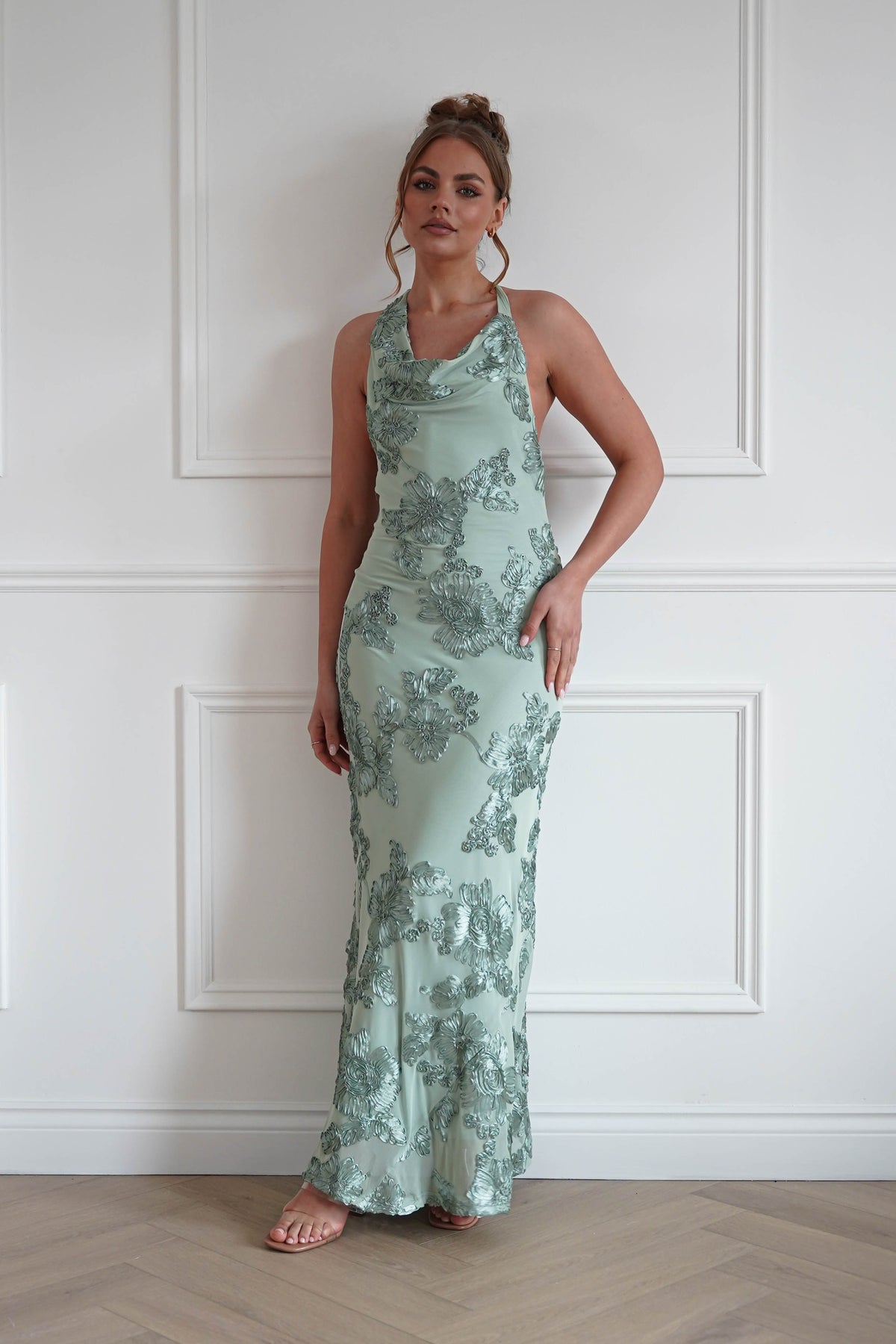 Sutton Floral Textured Maxi Dress | Green-Oh Hello Clothing