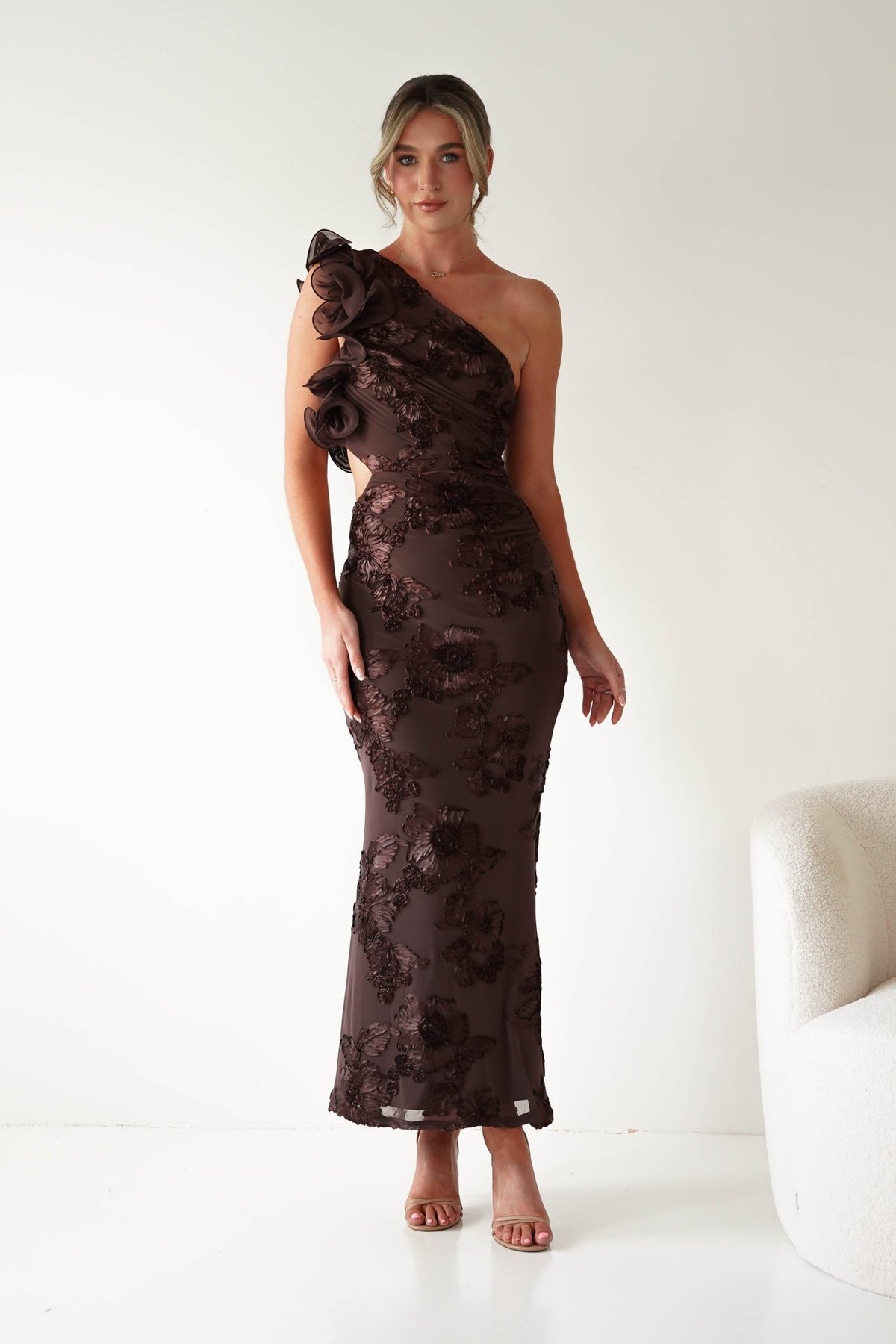 Sydney Bodycon Maxi Dress | Brown Textured-Oh Hello Clothing