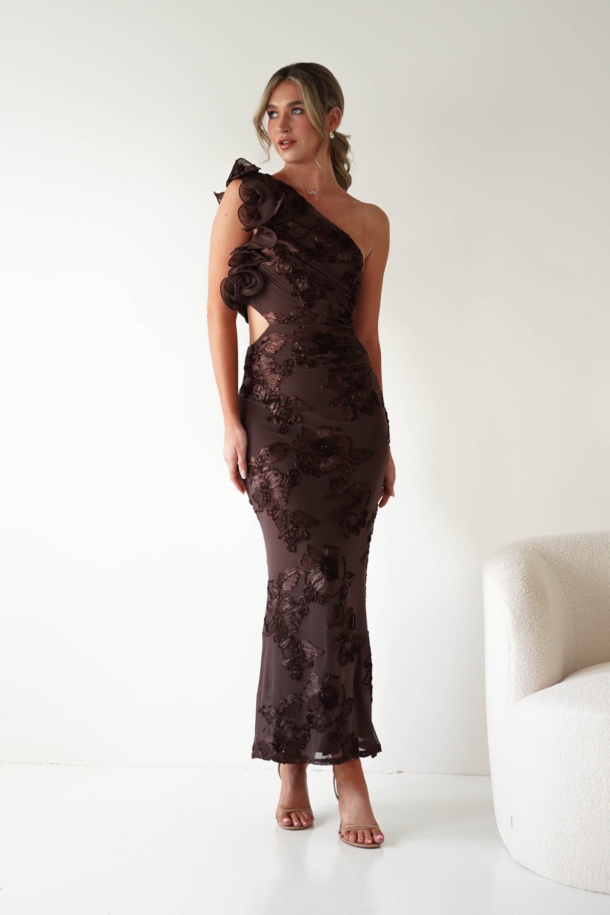 Sydney Bodycon Maxi Dress | Brown Textured-Oh Hello Clothing