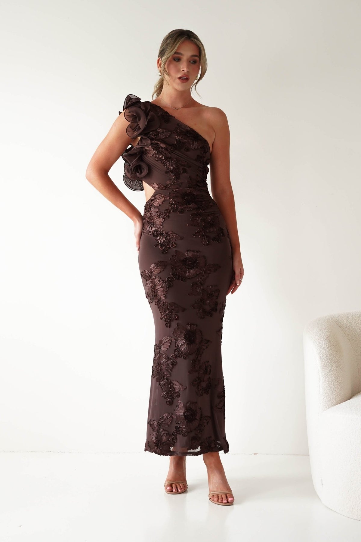 Sydney Bodycon Maxi Dress | Brown Textured-Oh Hello Clothing
