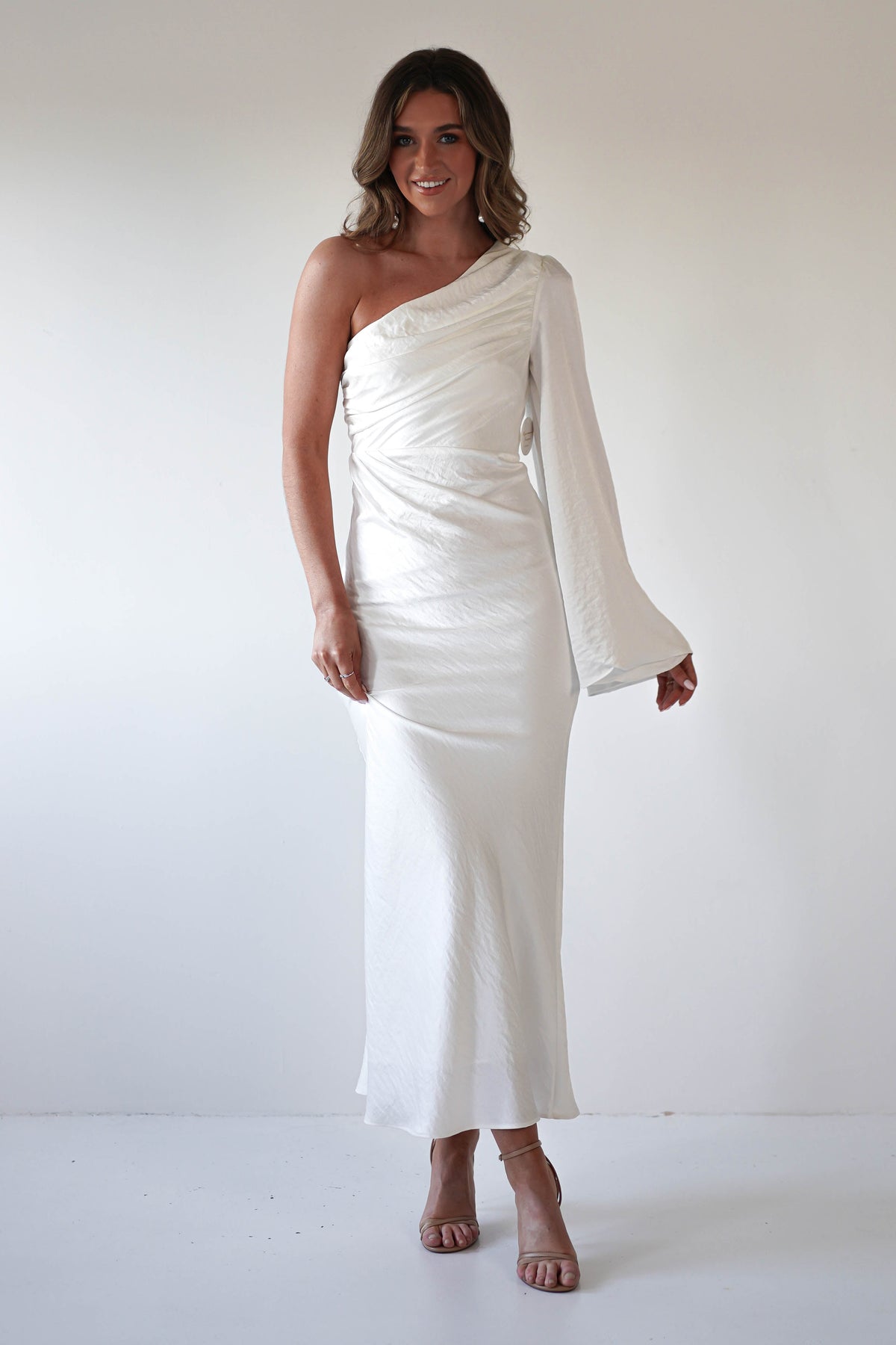 Sylvana Silky Maxi Dress | Ivory-Oh Hello Clothing
