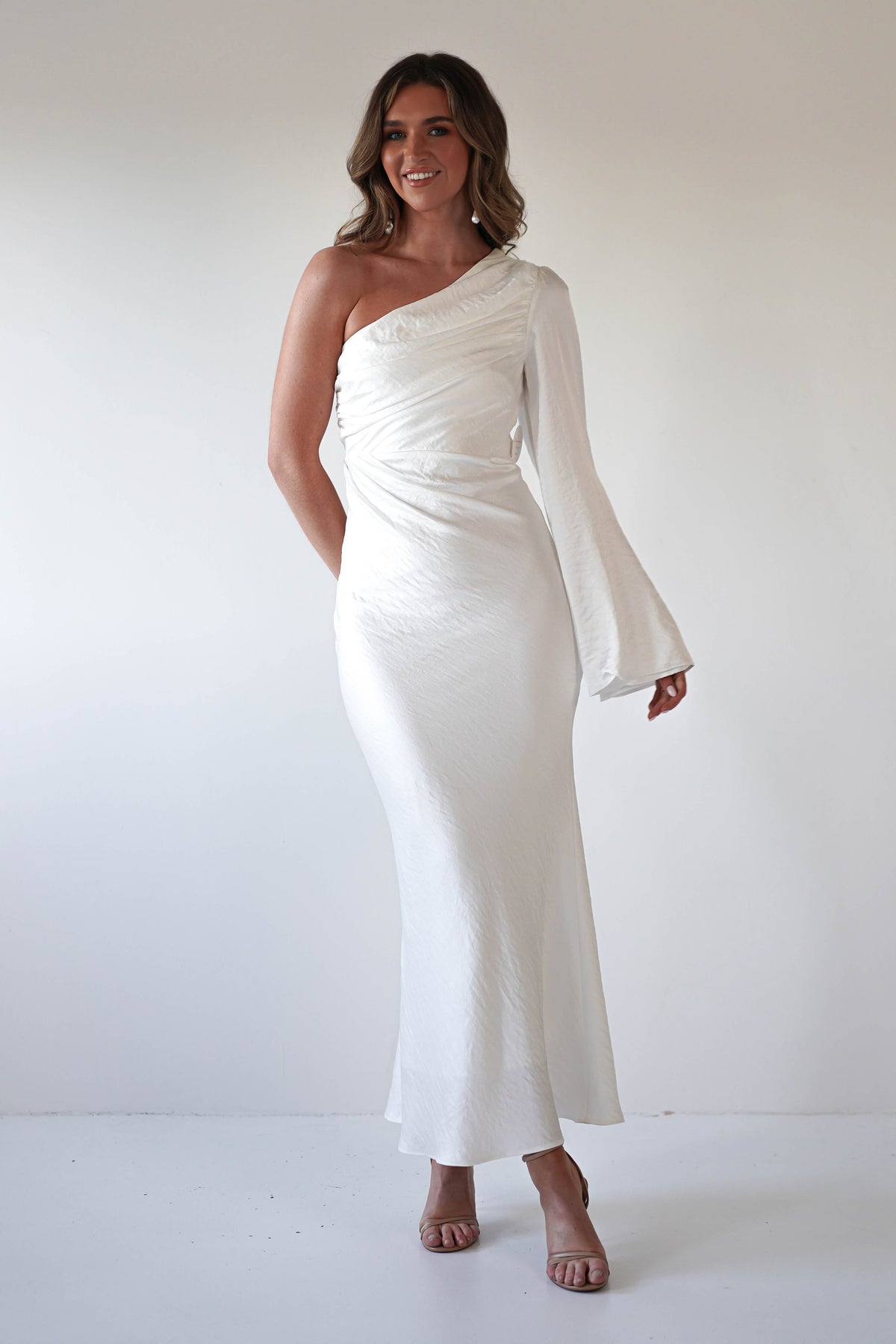 Sylvana Silky Maxi Dress | Ivory-Oh Hello Clothing